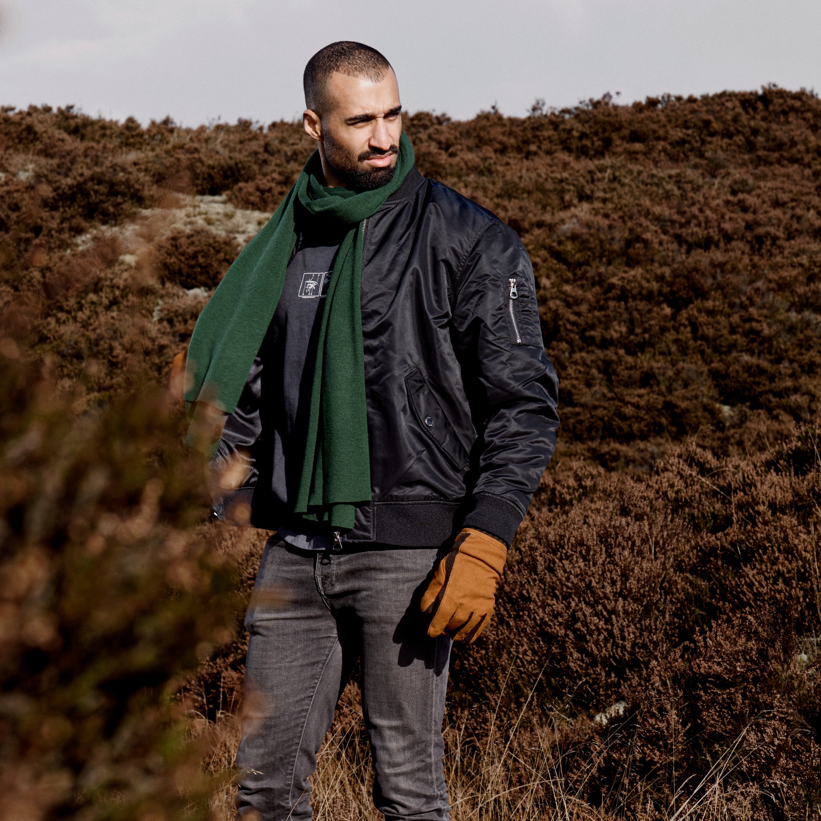 Hiems | Zelený šál zo zmesi vlny - 4