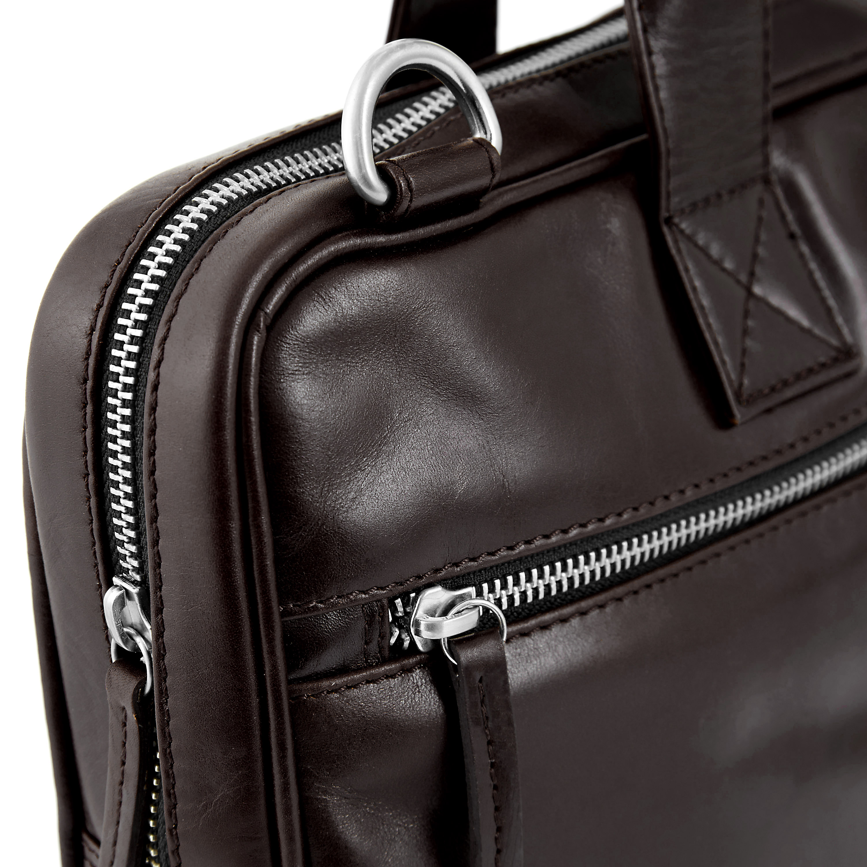 Dunkelbraune Schlanke Jasper Leder Laptoptasche Mit Reißverschluss - 8