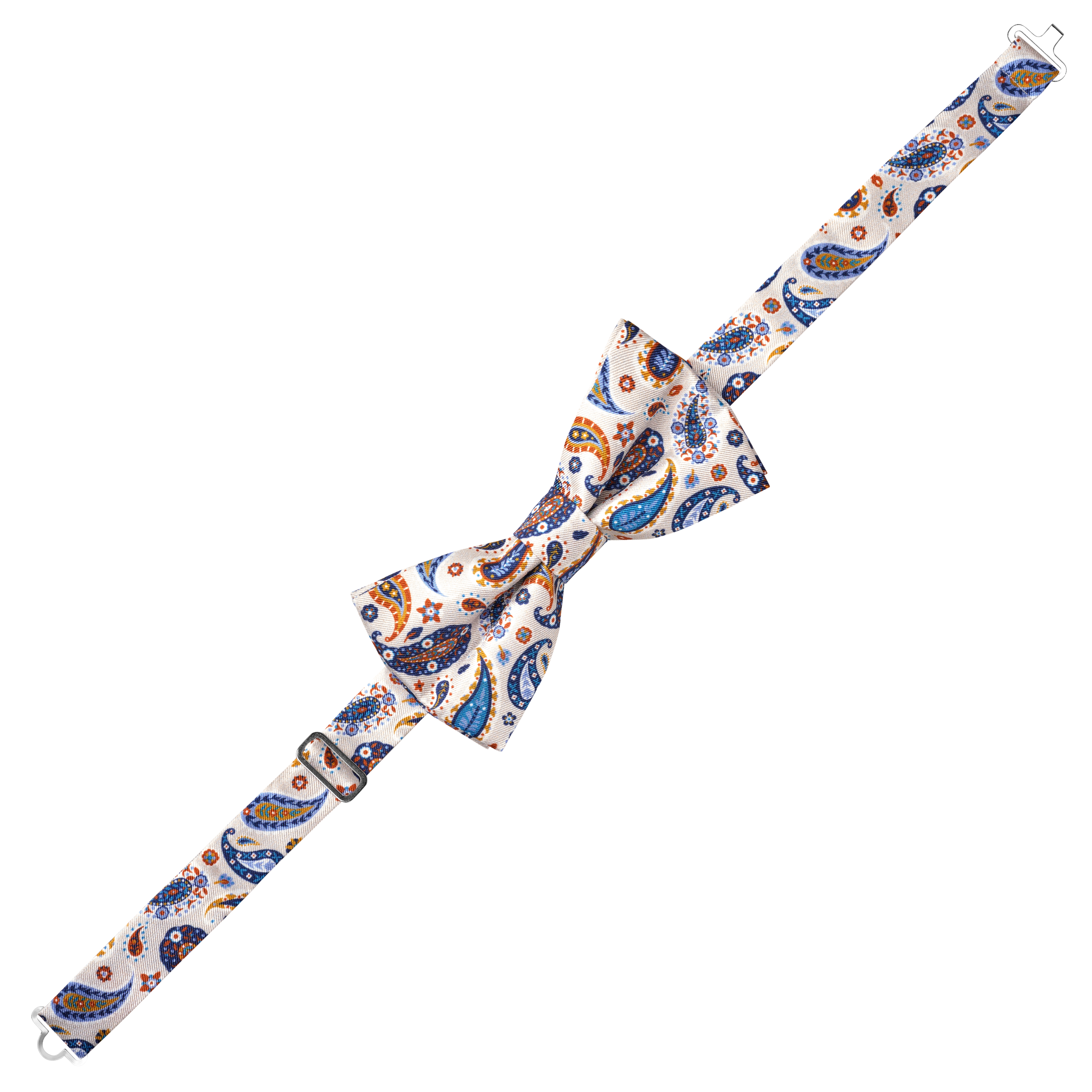 Virtuo | Ivory Paisley Silk Pre-tied Bow Tie - 2