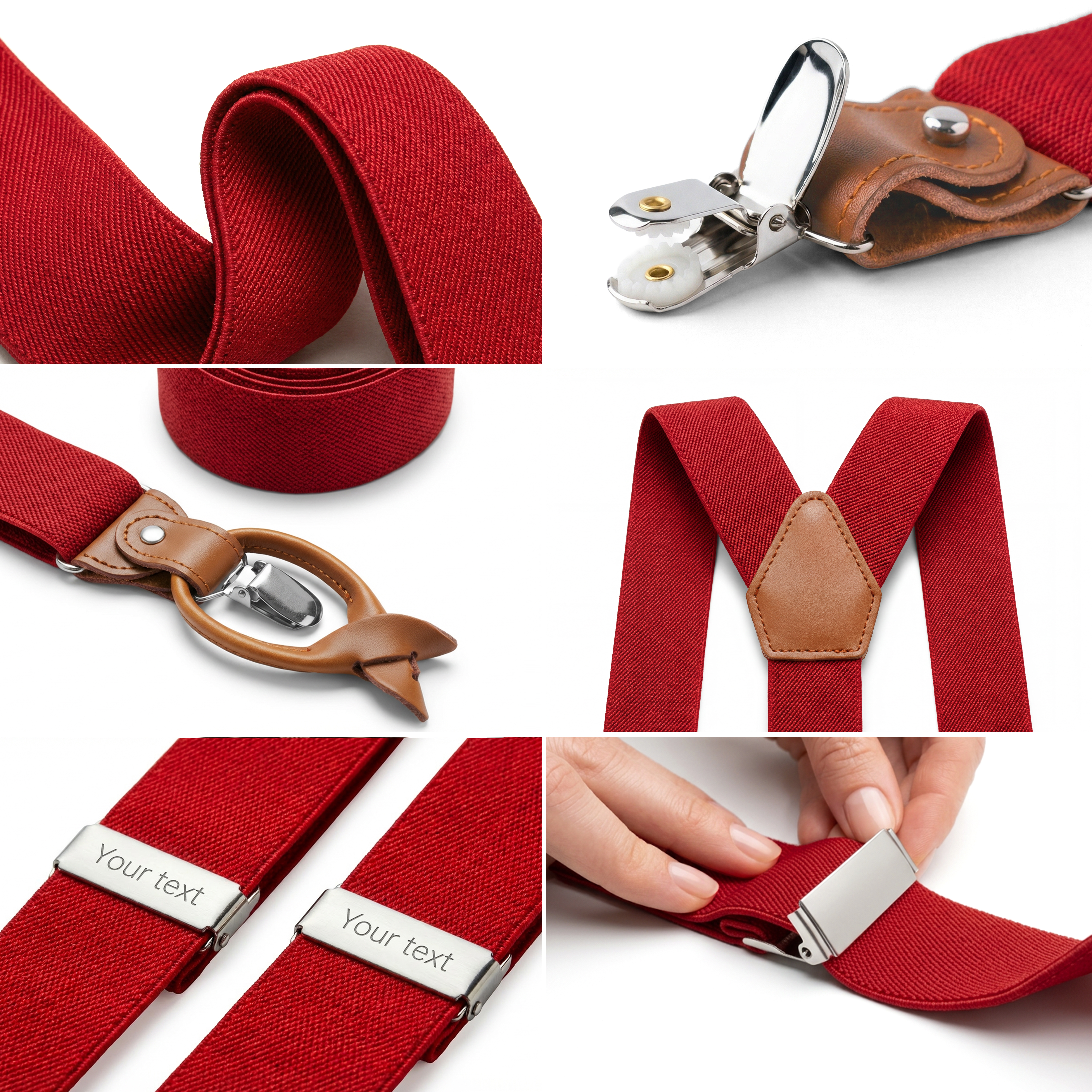 Vexel | Wide Red Convertible X-back Braces - 3