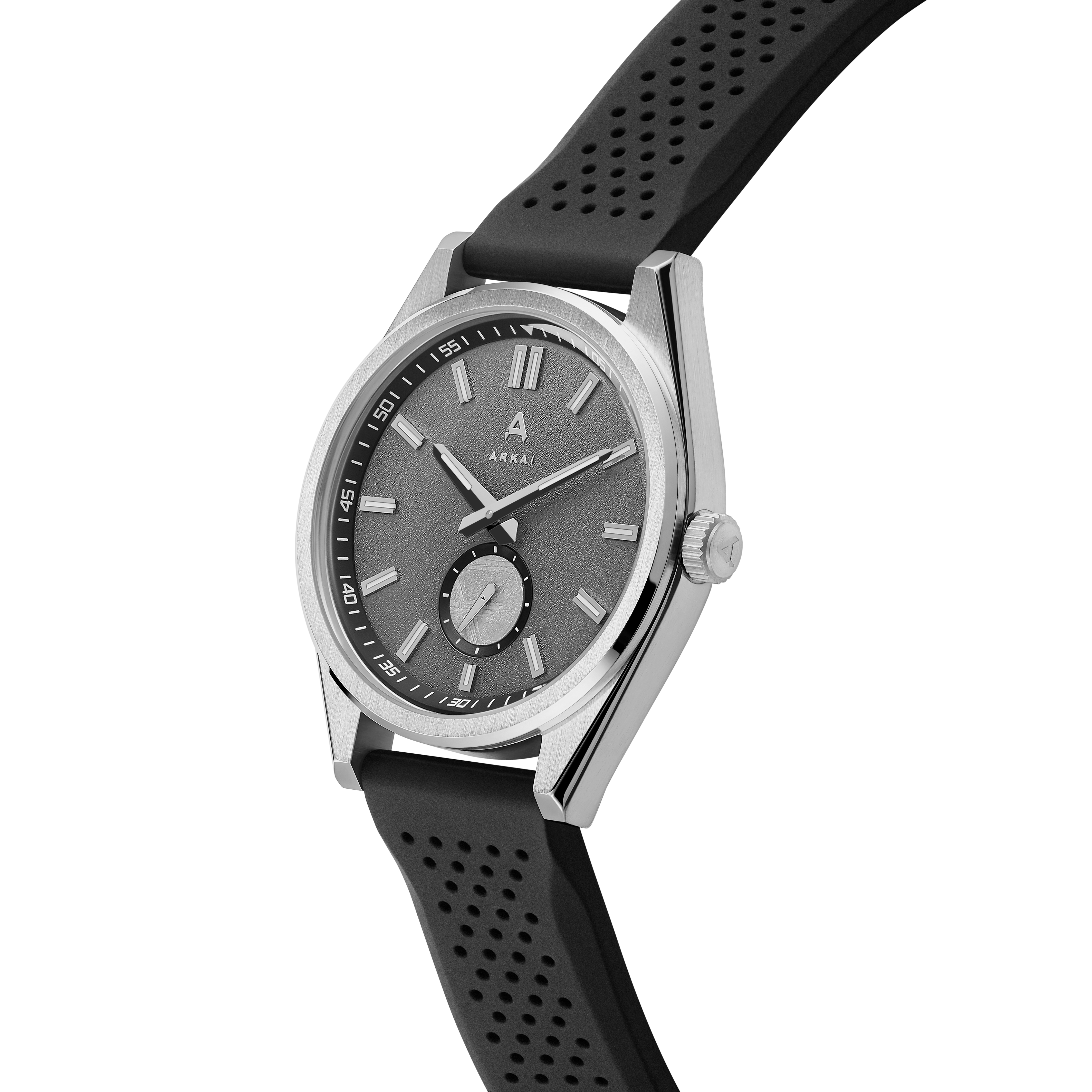 Mond | Silver-tone Stainless Steel and Grey Meteorite Watch - 24