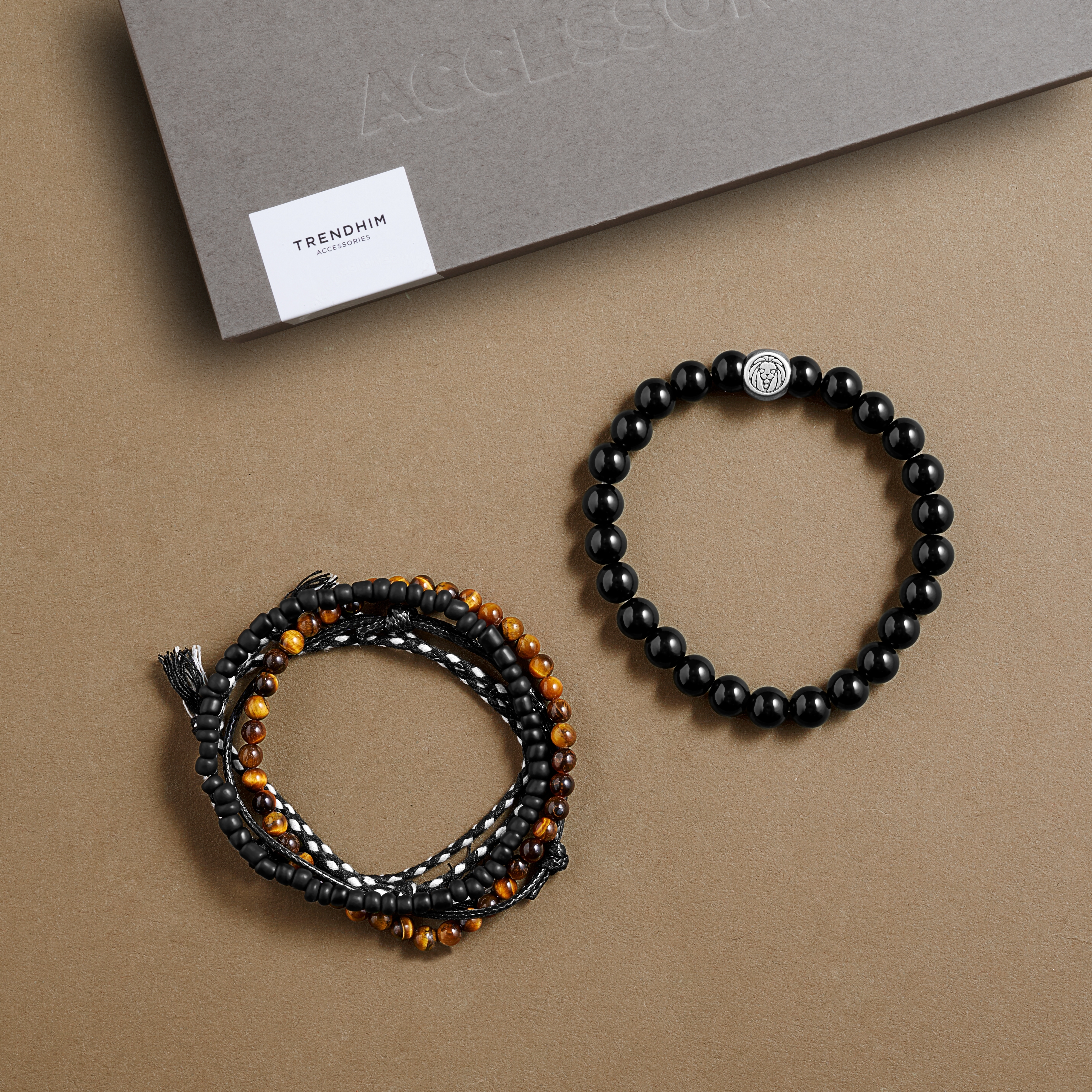 Essential Men's Bracelet Gift Box | Onyx, Tiger's Eye, Leather, & Yarn - 2