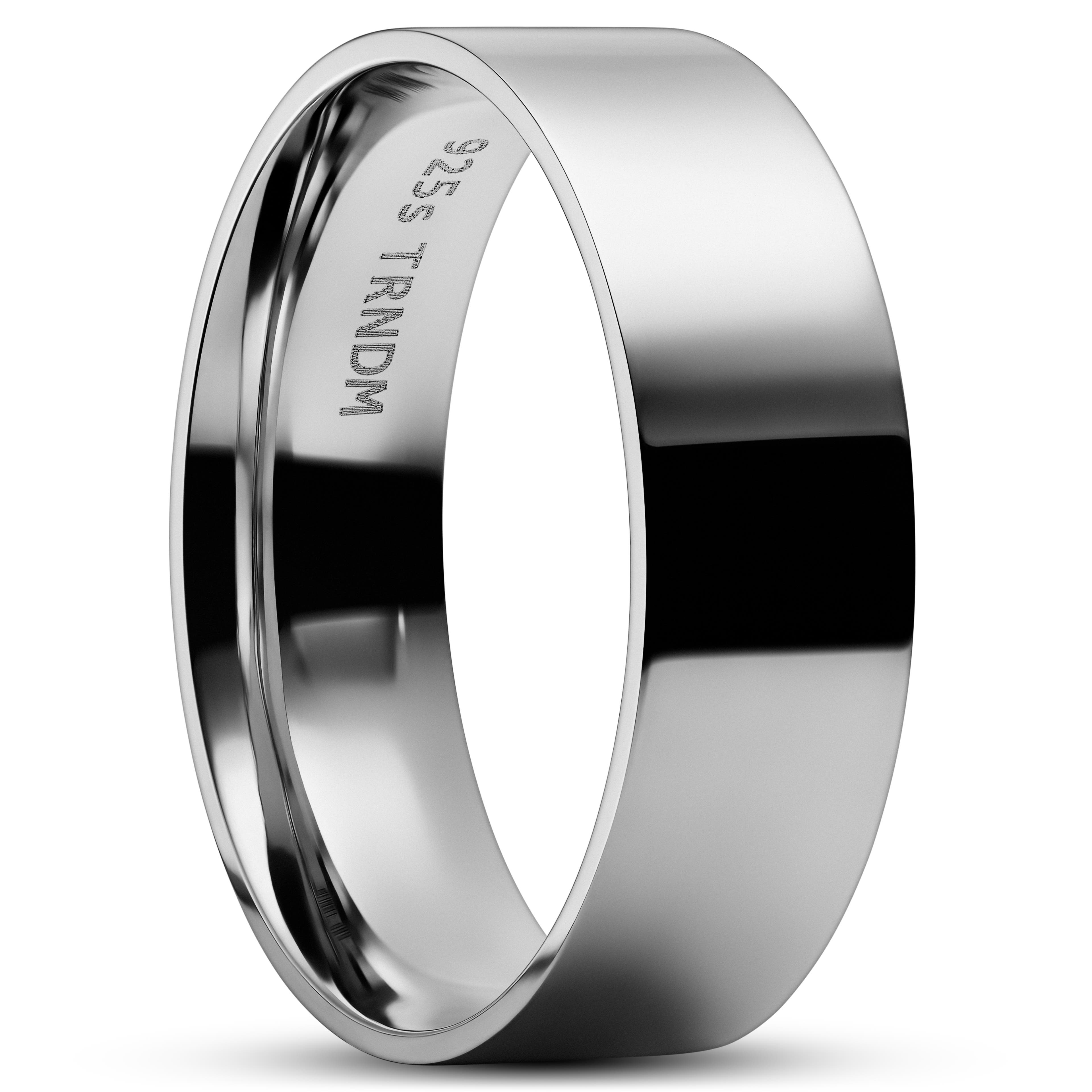 7 mm pulēts sterling sudraba gredzens ar rodija pārklājumu 7 mm pulēts sterling sudraba gredzens ar rodija pārklājumu
