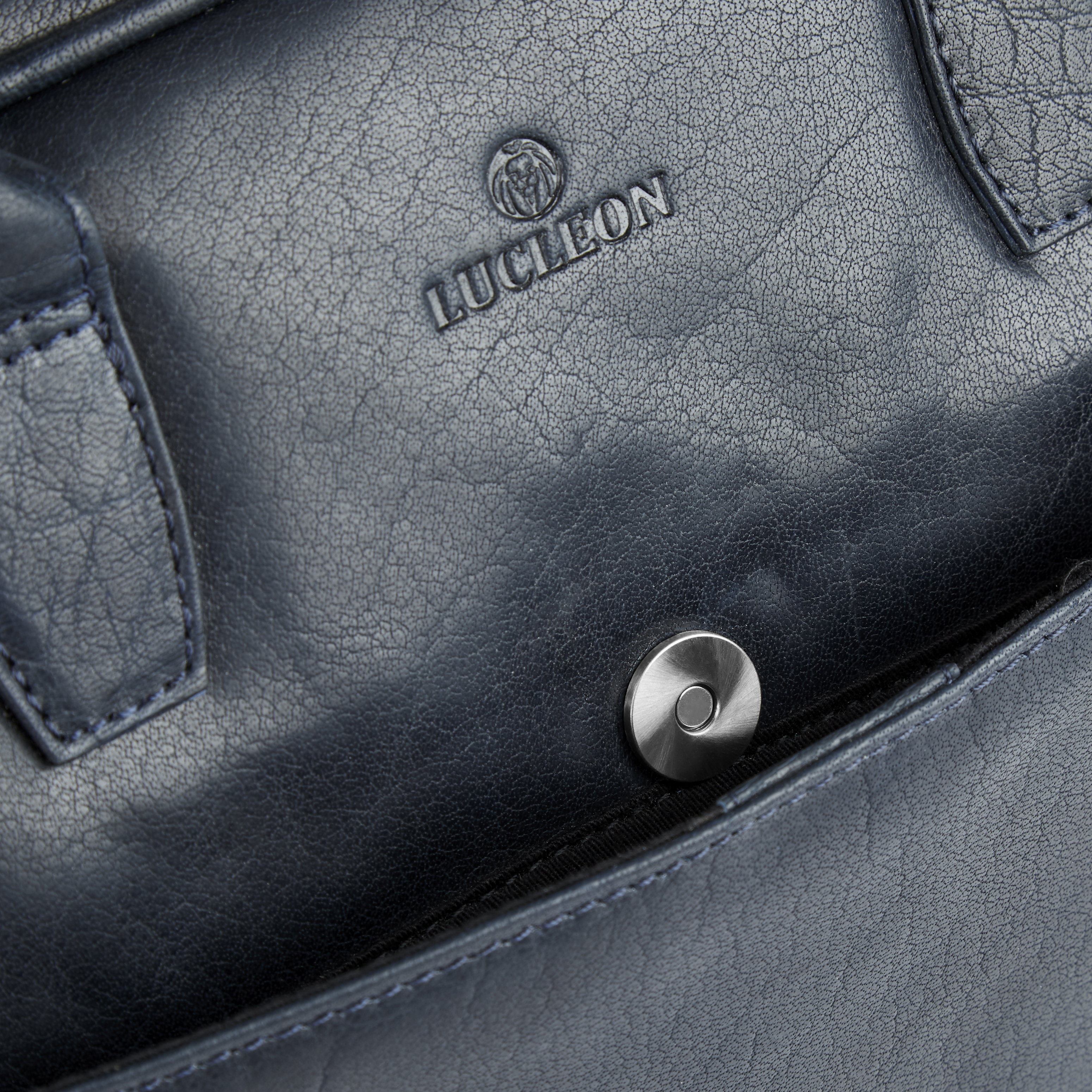 Montreal Double Zip Executive Navy Blue Leather Bag - 11