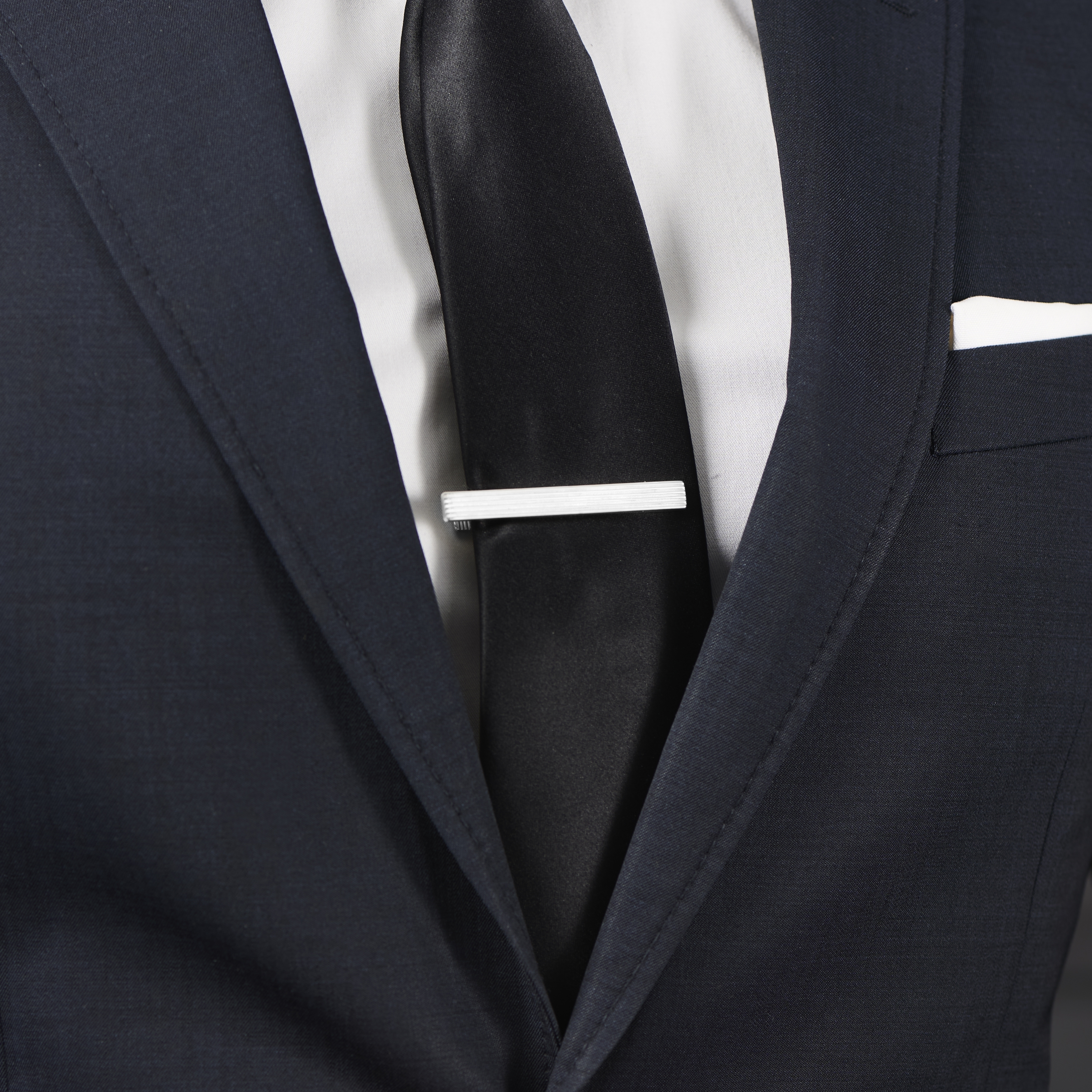 925s Silver Ridged Tie Clip - 4