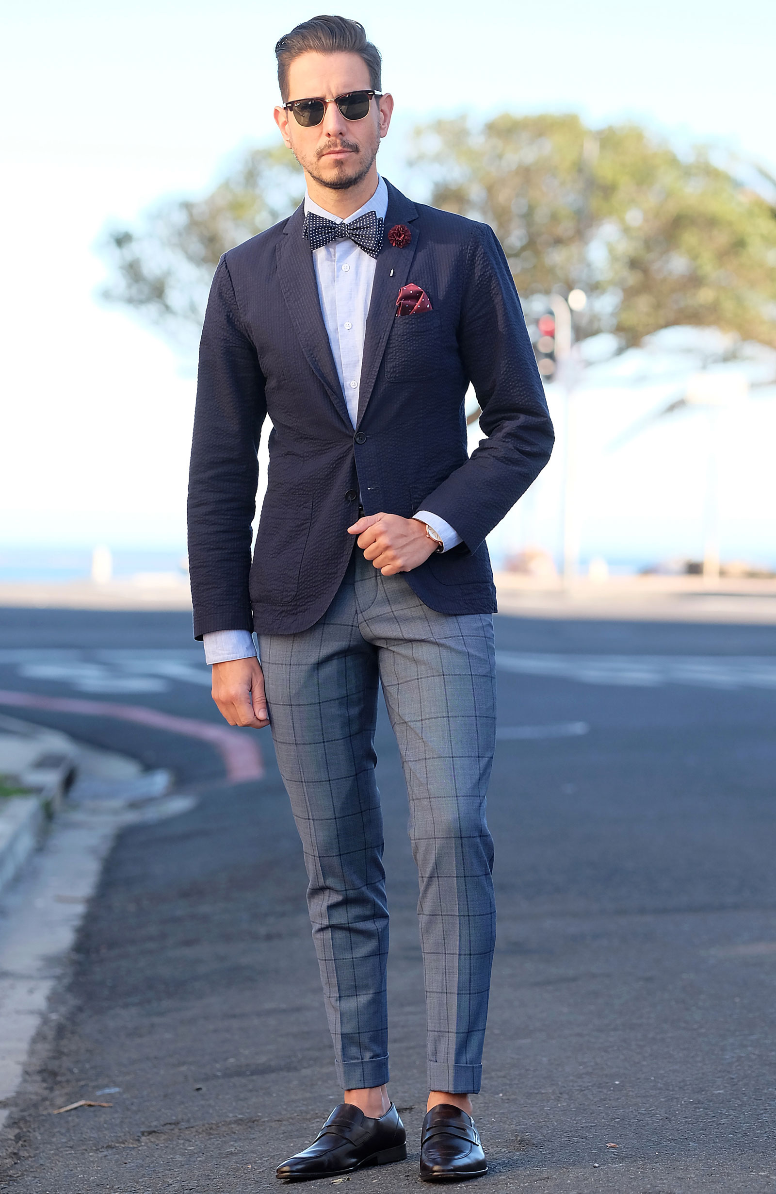 Navy Blue Dotted Cotton Self-Tie Bow Tie - 6