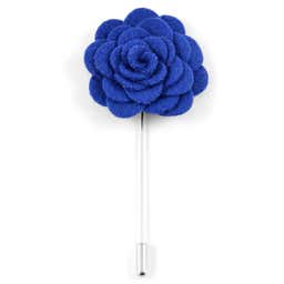 Alfiler de solapa con flor azul eléctrico