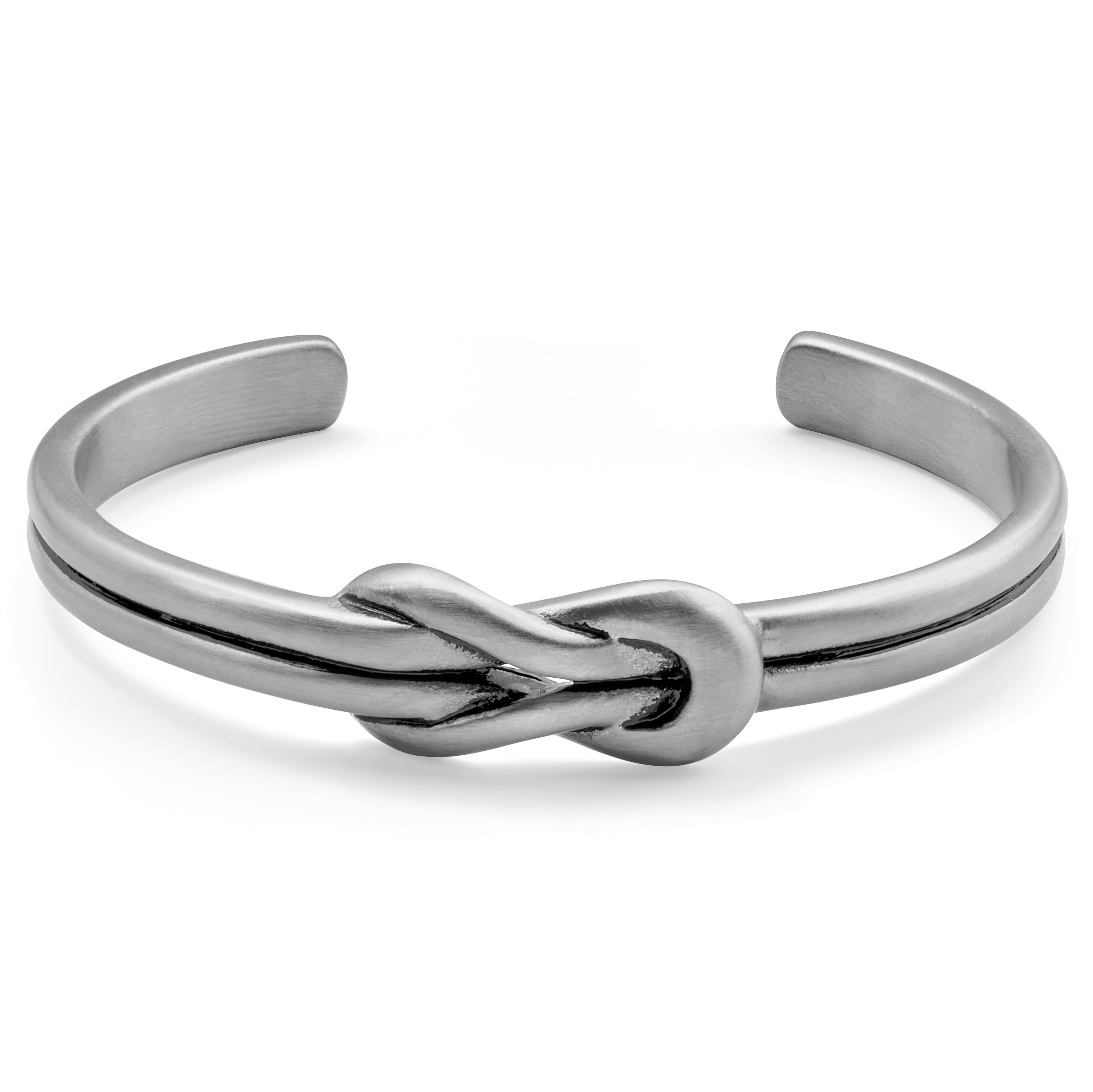 Evan  | Silver-Tone Stainless Steel Hercules Knot Cuff Bracelet