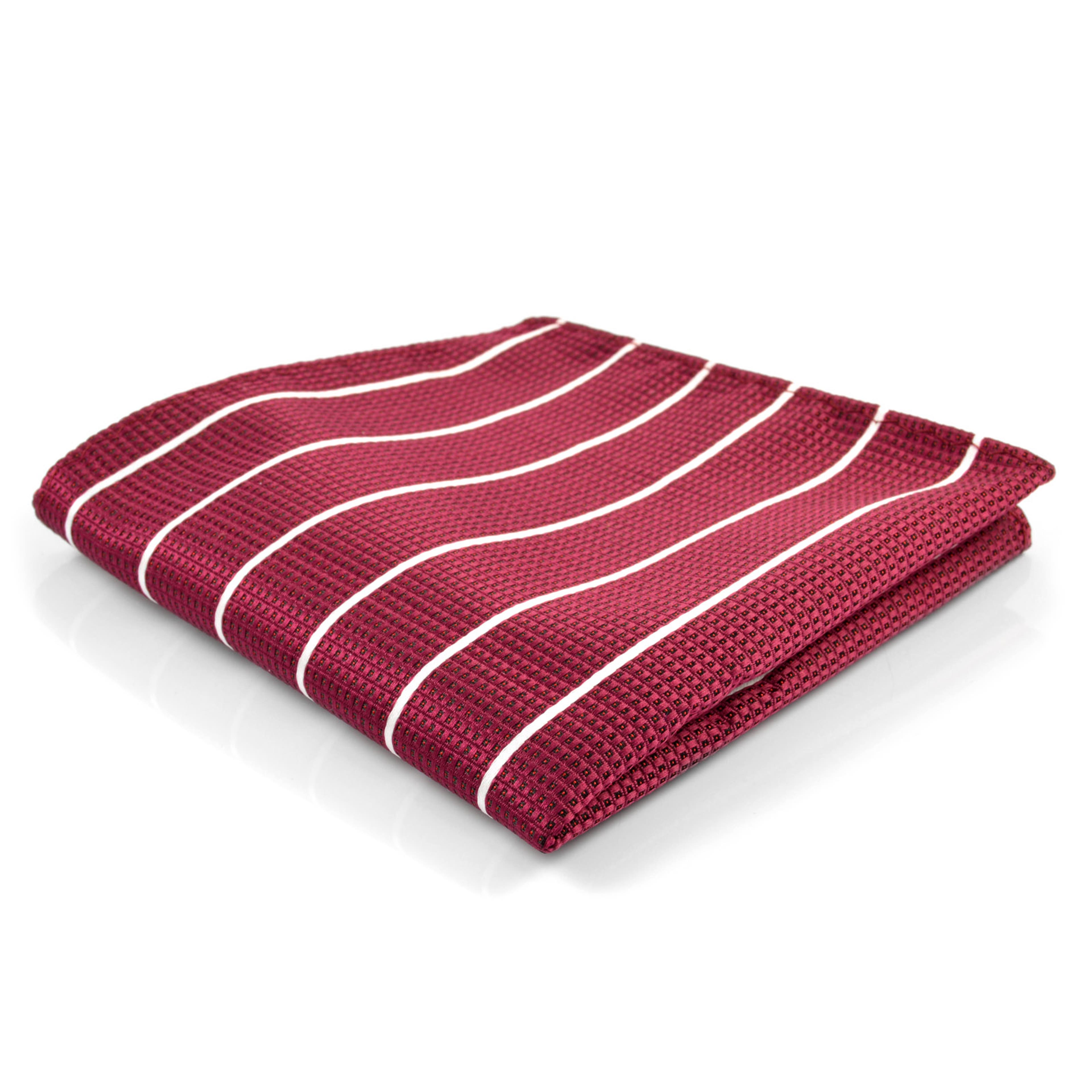 Bordeaux White Striped Pocket Square