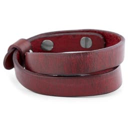Red Buffalo Leather Wrap Bracelet