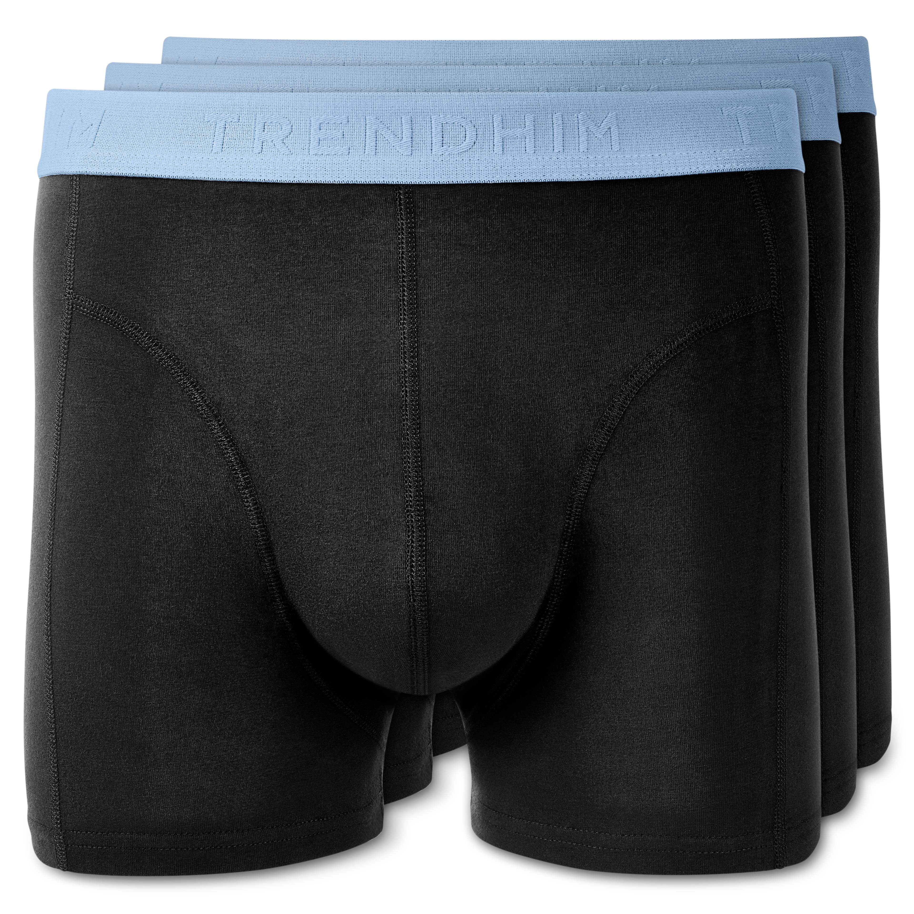 FlexFeel | Paquete de 3 calzoncillos bóxer de algodón negro con cinturilla azul cielo FlexFeel | Paquete de 3 calzoncillos bóxer de algodón negro con cinturilla azul cielo