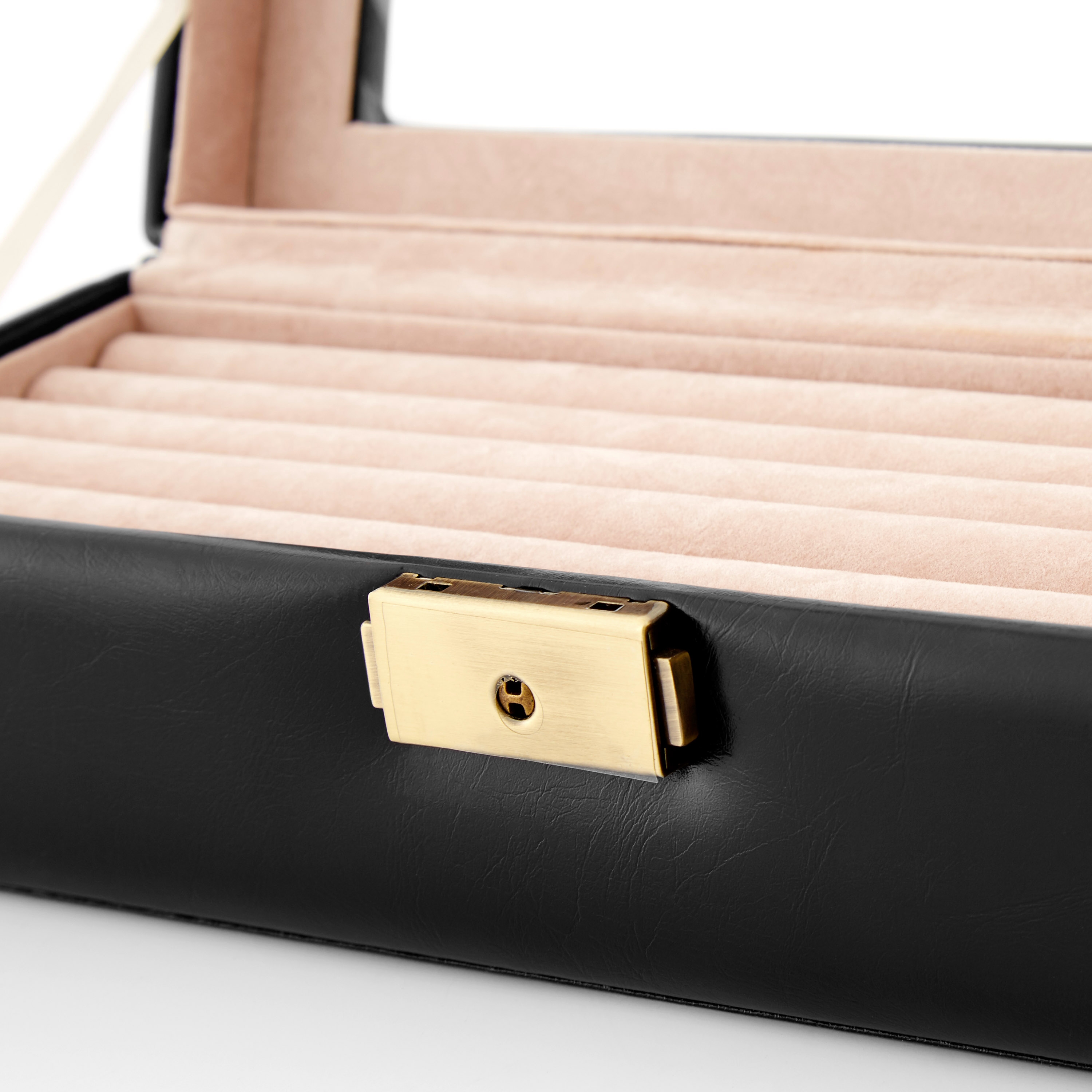 Klassische Schwarze Mini Kunstleder Manschettenknöpfe Box - 5