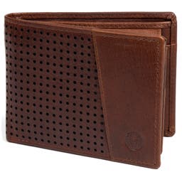 Perforated Tan Montreal Leather RFID Wallet