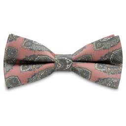 Boho | Peach Blossom & Dark Grey Silk Pre-Tied Bow Tie