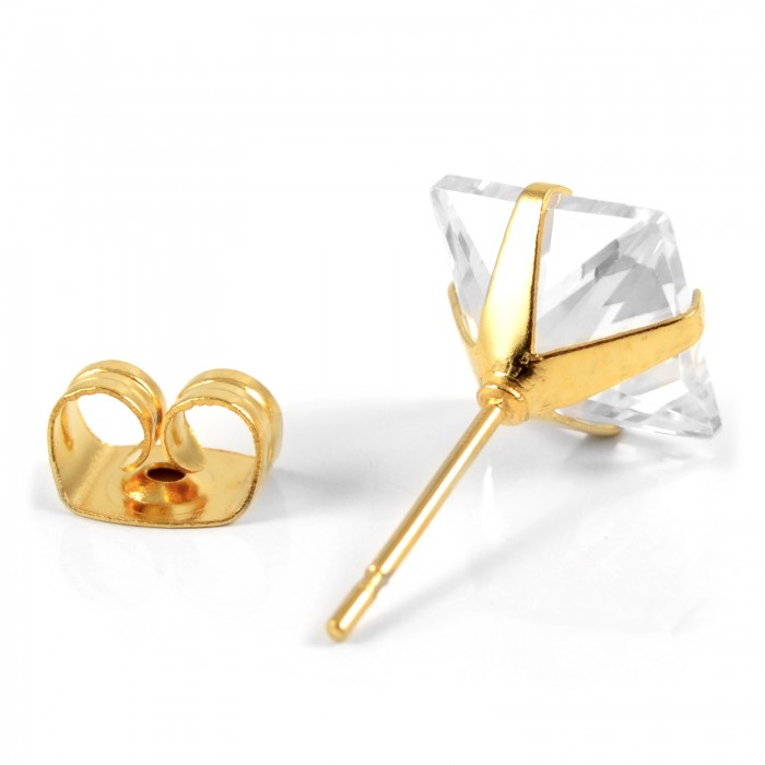 Boucle d'oreille dorée avec zircone 8mm - 2