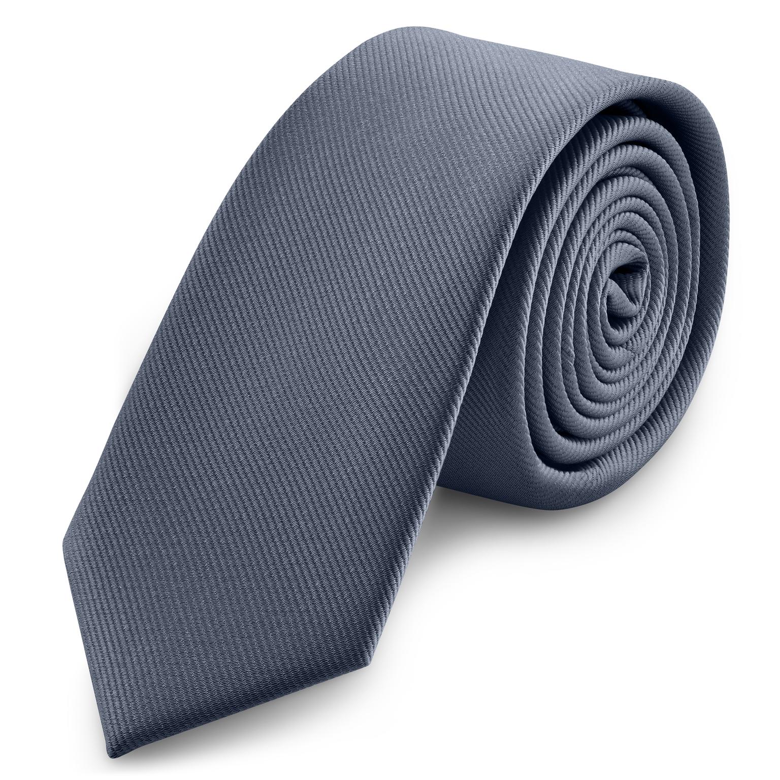 Cravate étroite en tissu gros-grain gris foncé 6 cm Cravate étroite en tissu gros-grain gris foncé 6 cm