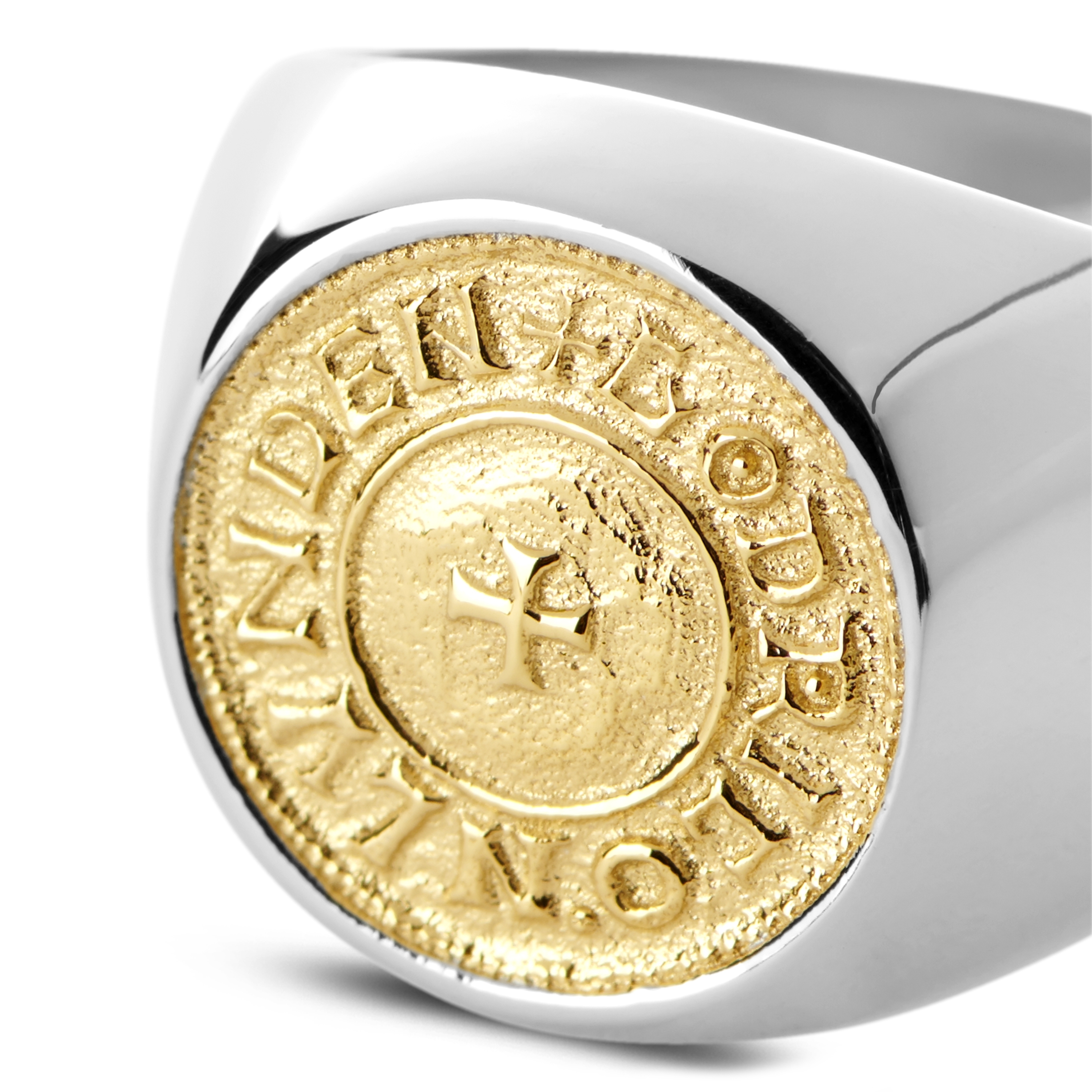 Ασημί & Χρυσαφί Ατσάλινο Δαχτυλίδι Lonya Makt - 2