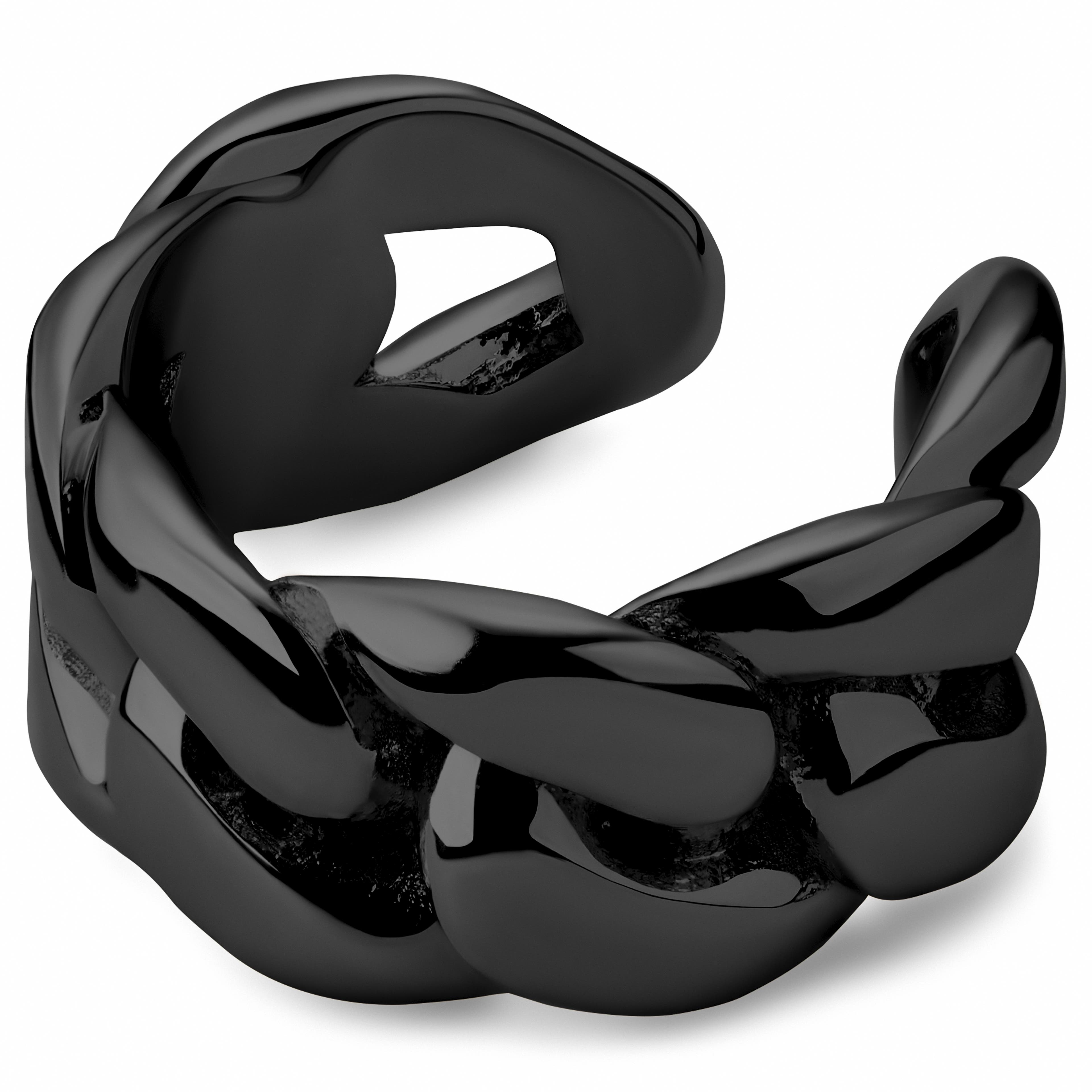 Helix | Cercel negru cu prindere tip cuff model lanț, de 8 mm