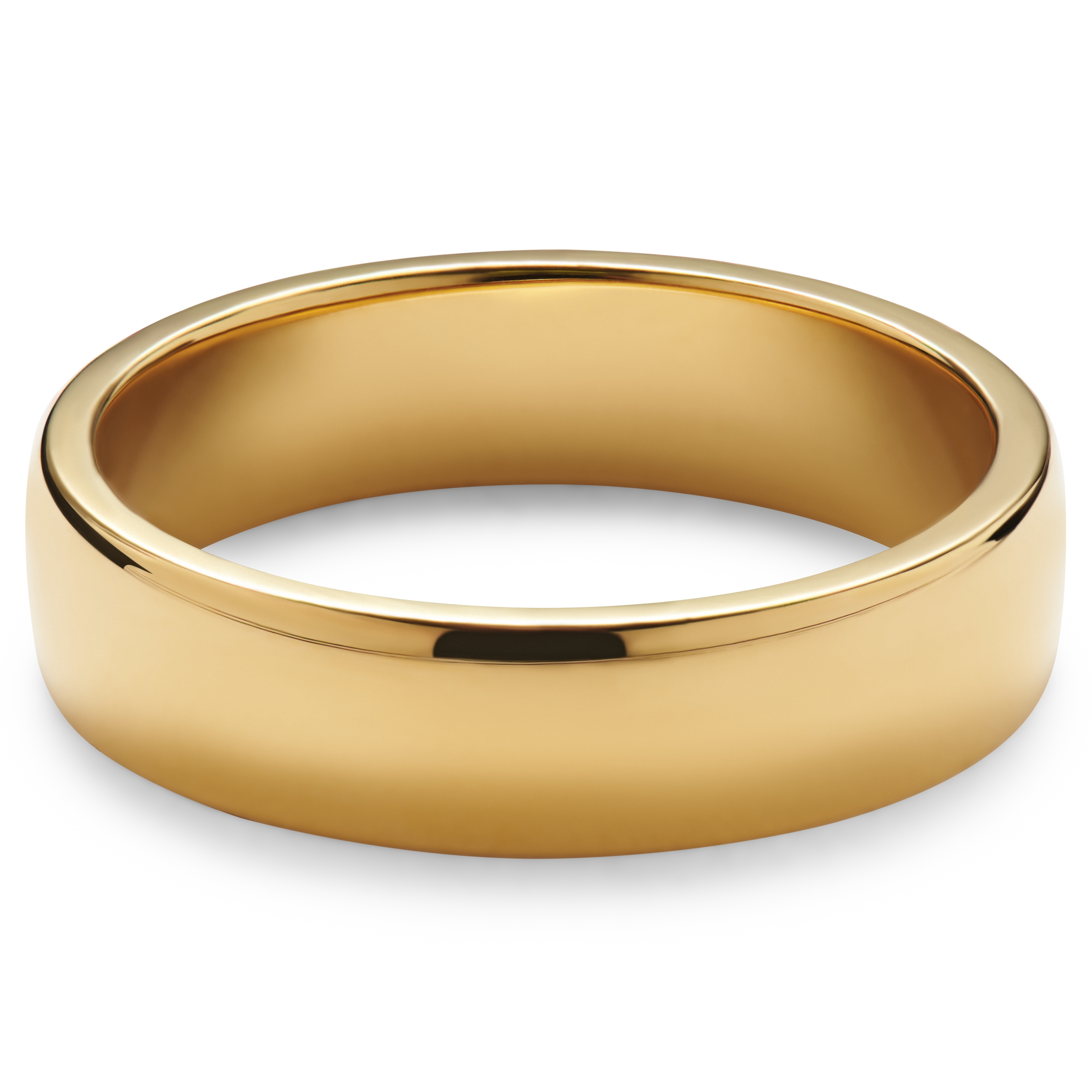 Ferrum | Anneau doré en acier inoxydable poli - profil en 'D' - 6 mm - 4