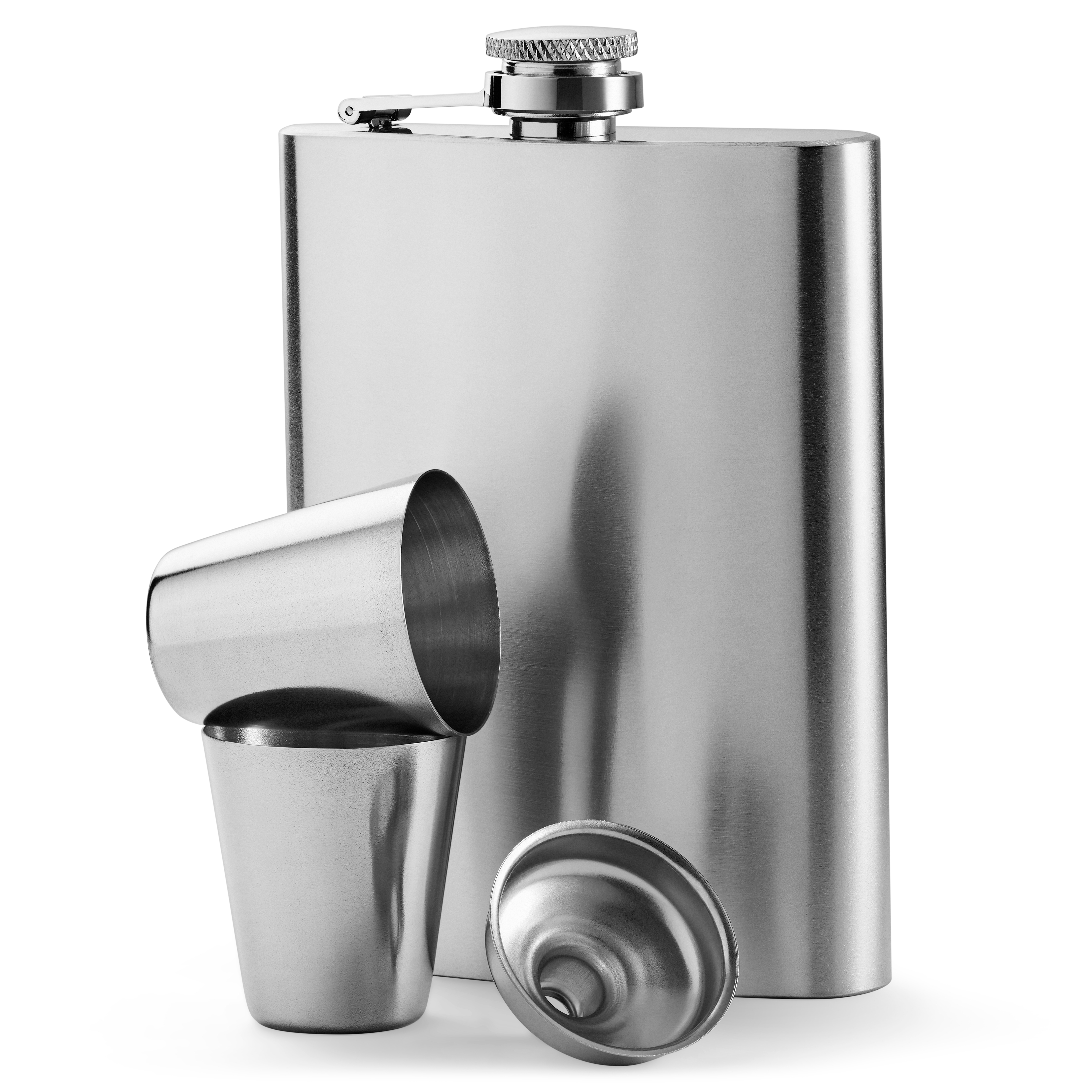 Stainless Steel Hip Flask and 2 Glass Set - 2