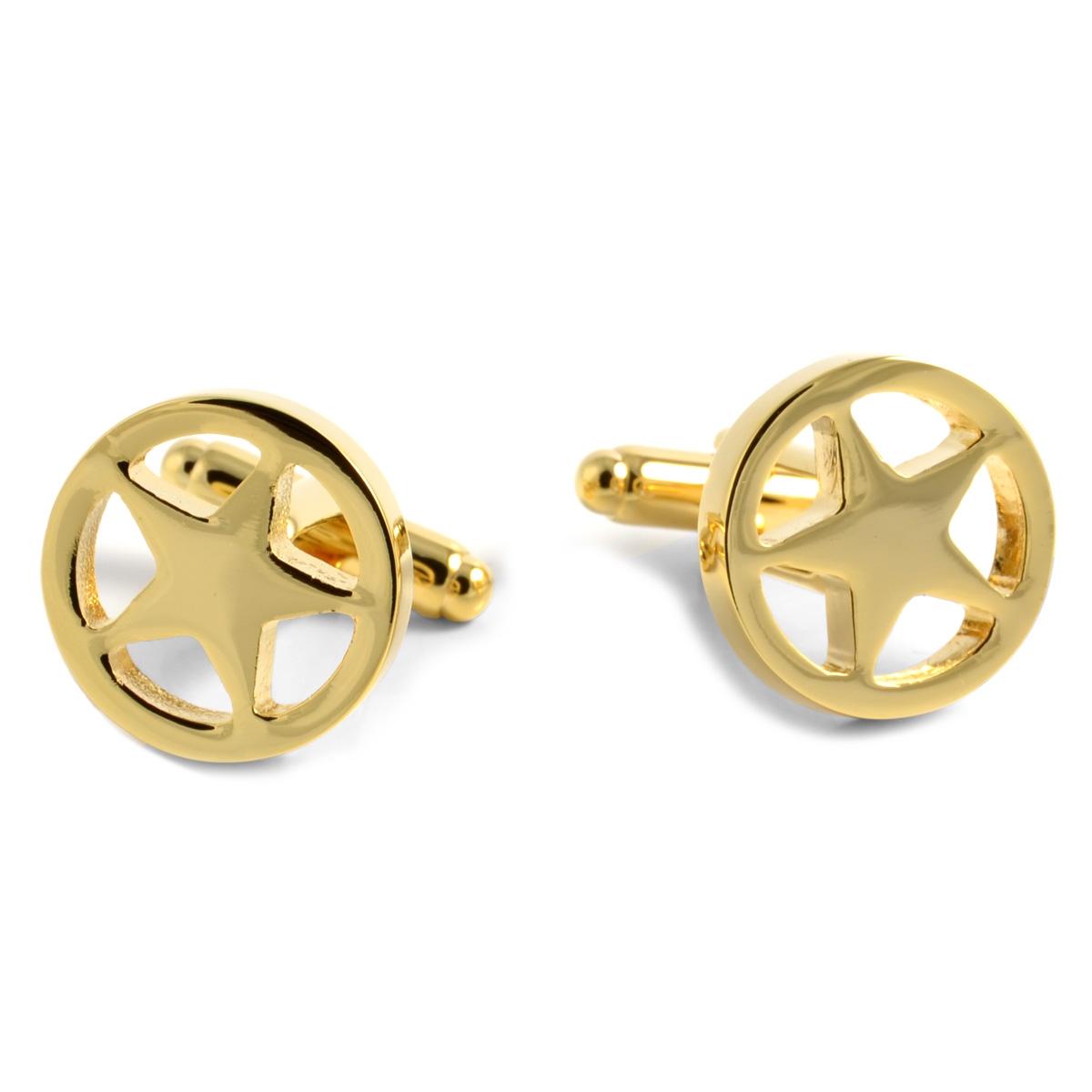 Gold-Tone Stars Round Cufflinks - 1