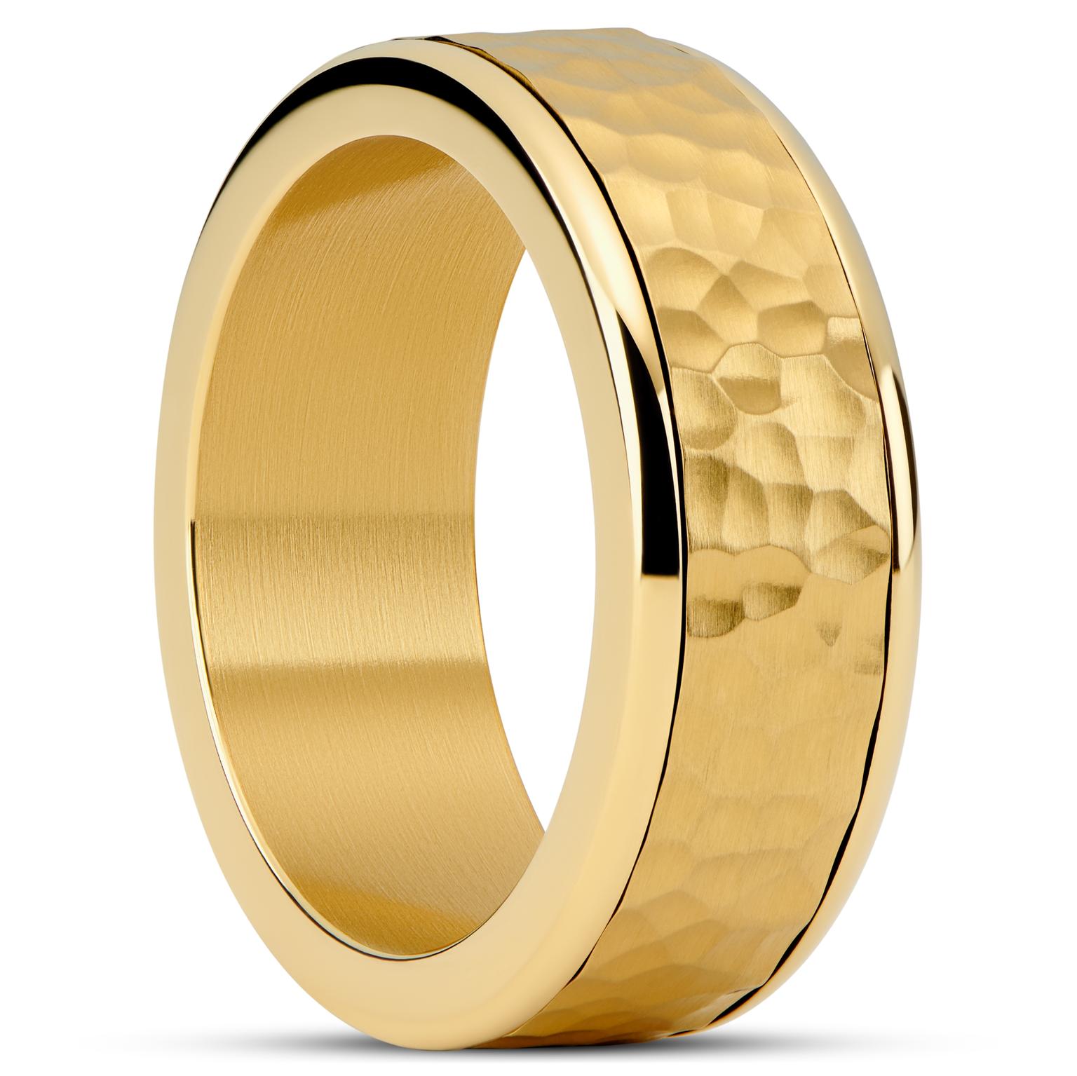 Enthumema | 8 mm Gehamerde Goudkleurige Fidget Ring Enthumema | 8 mm Gehamerde Goudkleurige Fidget Ring