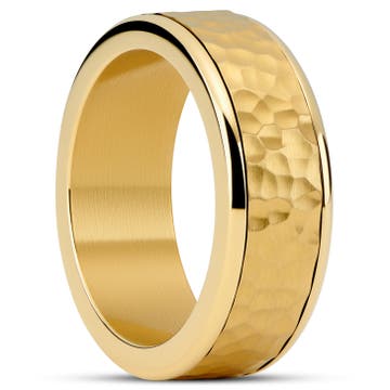 Enthumema | Златист стоманен пръстен с подвижна релефна част 8 мм