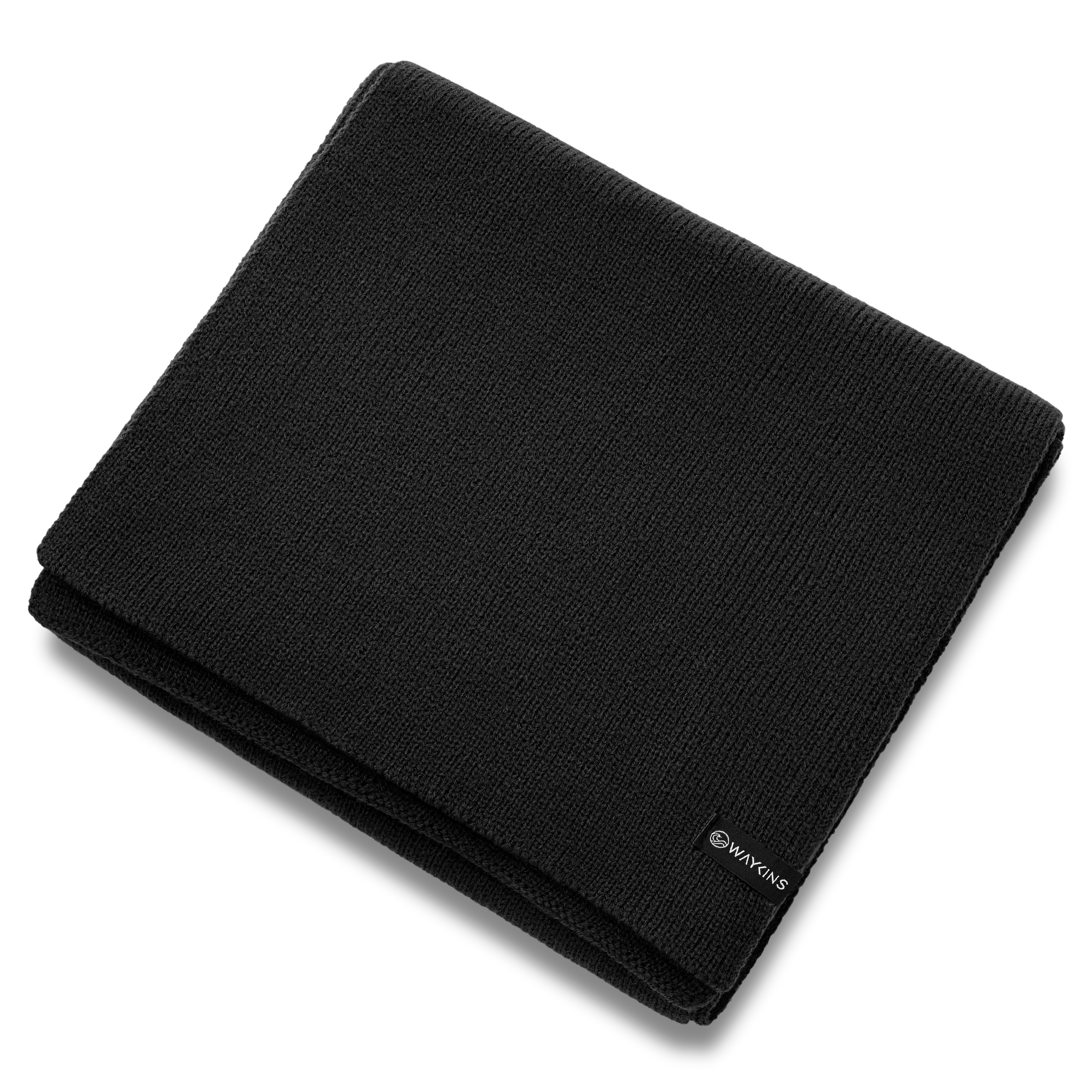 Baltic | Black Fine Knitted Acrylic Scarf - 2