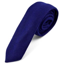 Kézzel varrott, kék nyers gyapjú nyakkendő