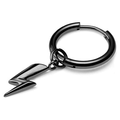 Sort Drop Hoop Stålørering m. Lyn Vedhæng Sort Drop Hoop Stålørering m. Lyn Vedhæng