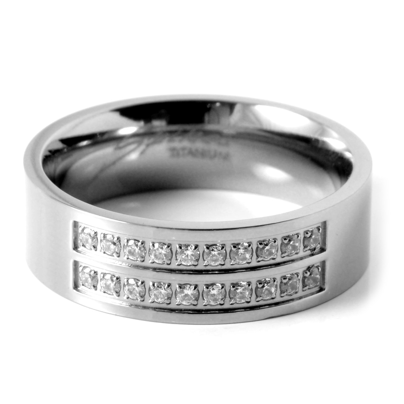 Titángyűrű dupla sávos cirkóniaberakással - 2