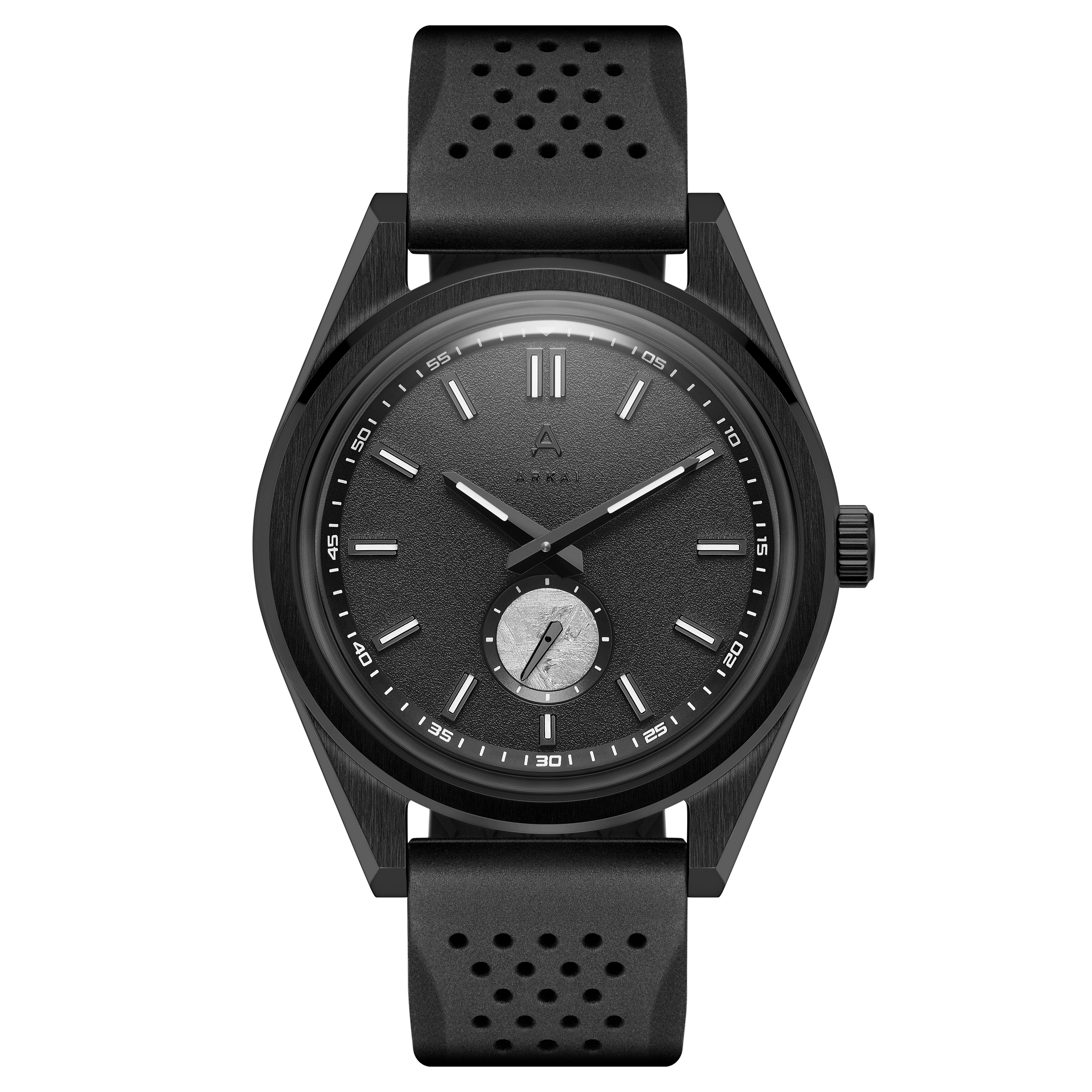 Mond | Limited Edition Zwart Roestvrijstalen Meteoriet Horloge