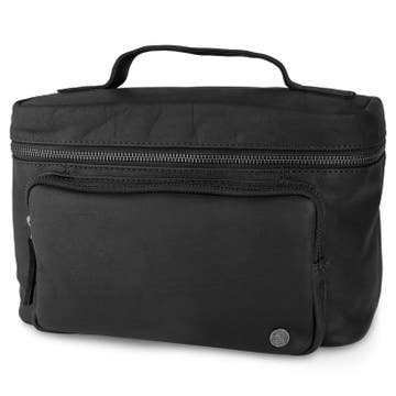 Oxford | XL Black Leather Wash Bag