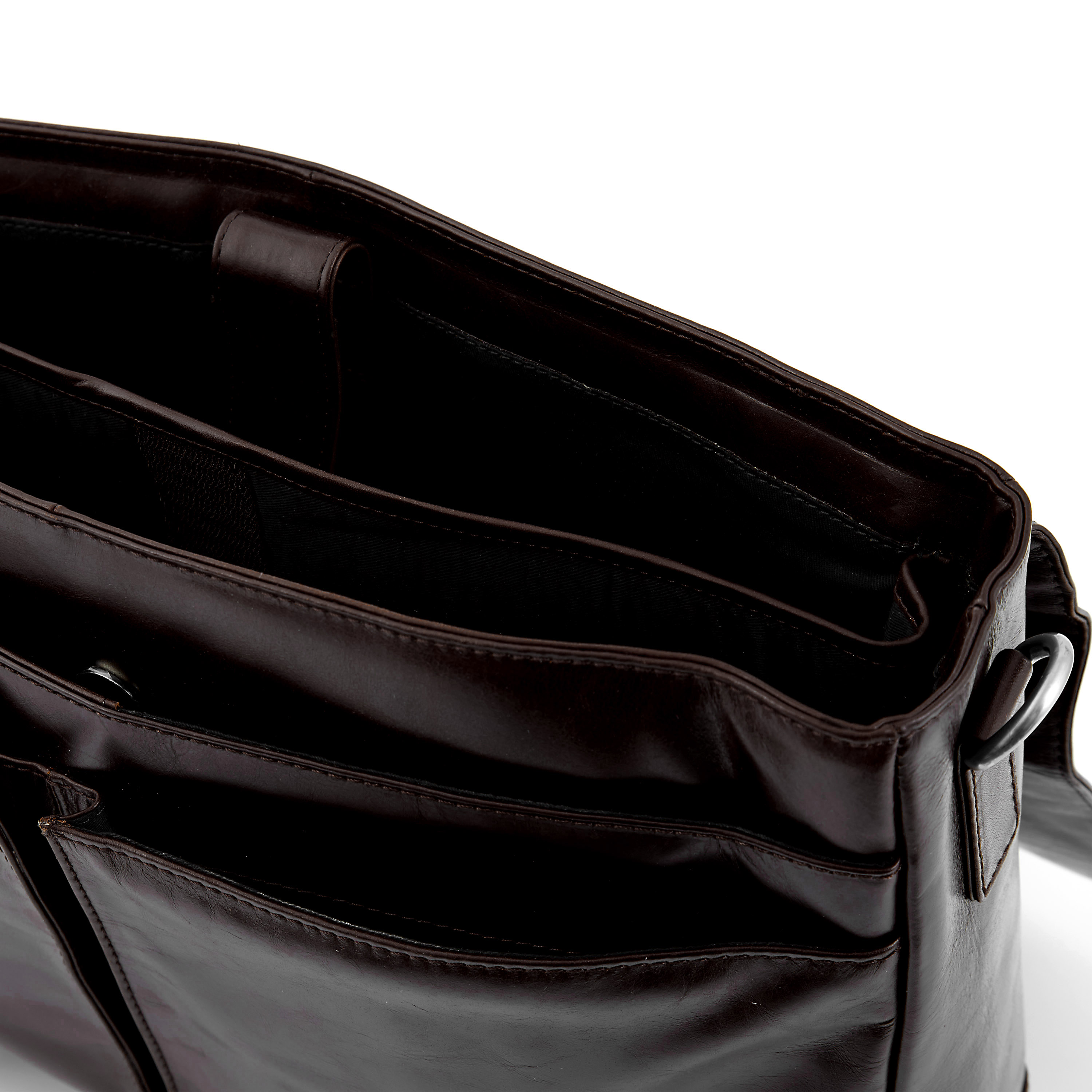 Sac bandoulière en cuir marron foncé classique Jasper  - 11