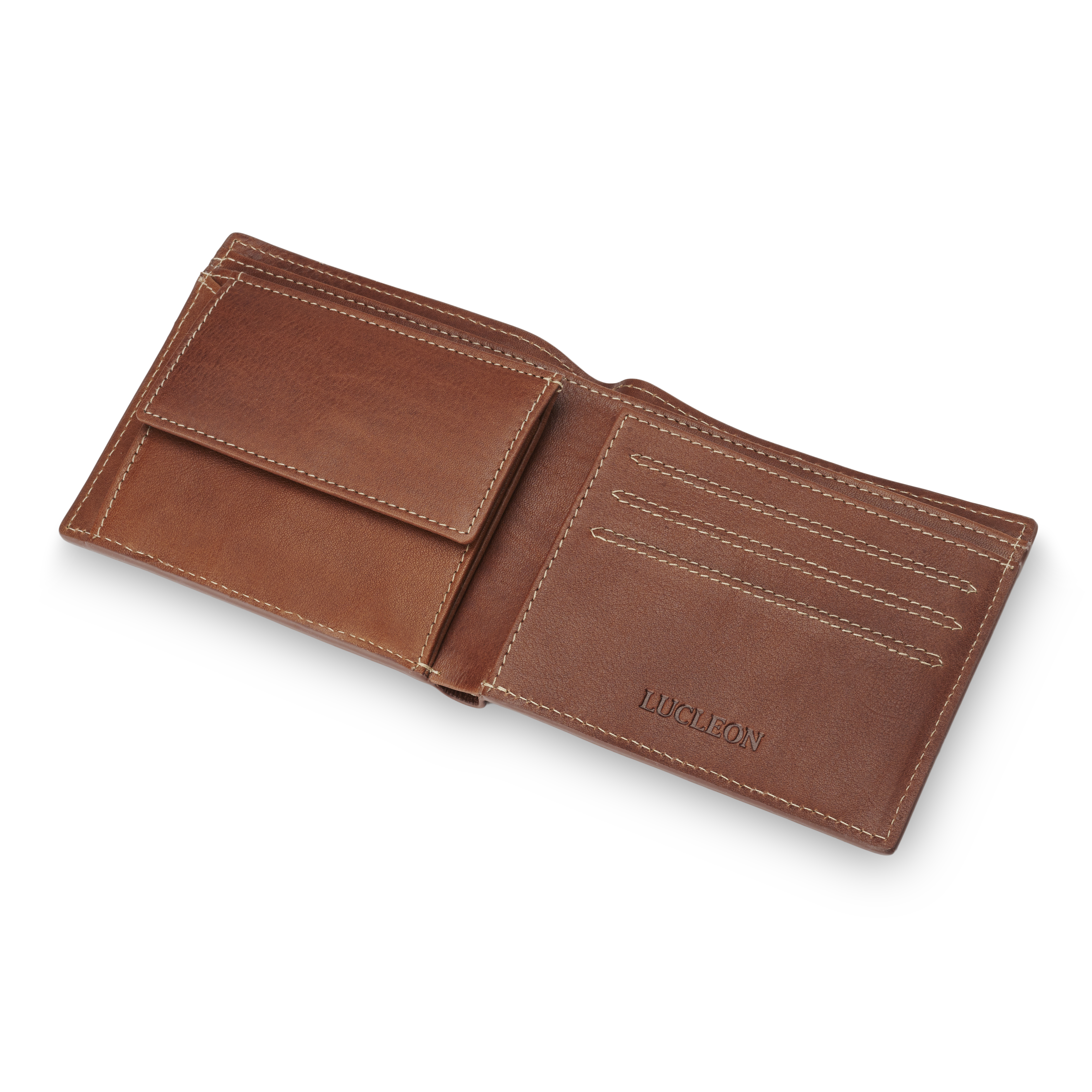 Portefeuille en cuir havane Fabi  - 7