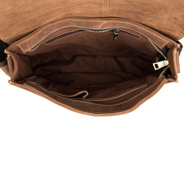 Scuffed Brown Leather Satchel - 6