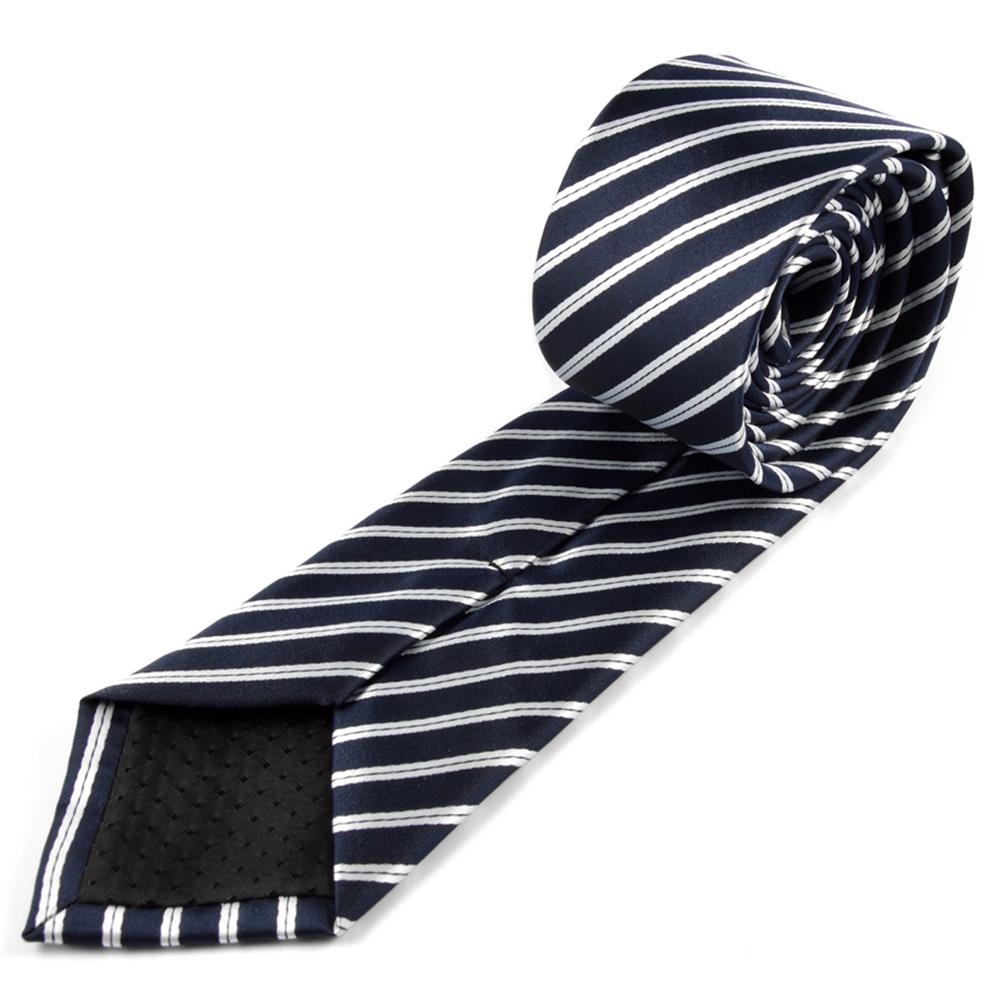 Navy & White Microfiber Tie - 3