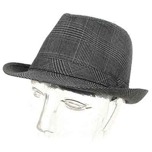 Grey Checked Fedora - Hat - 1