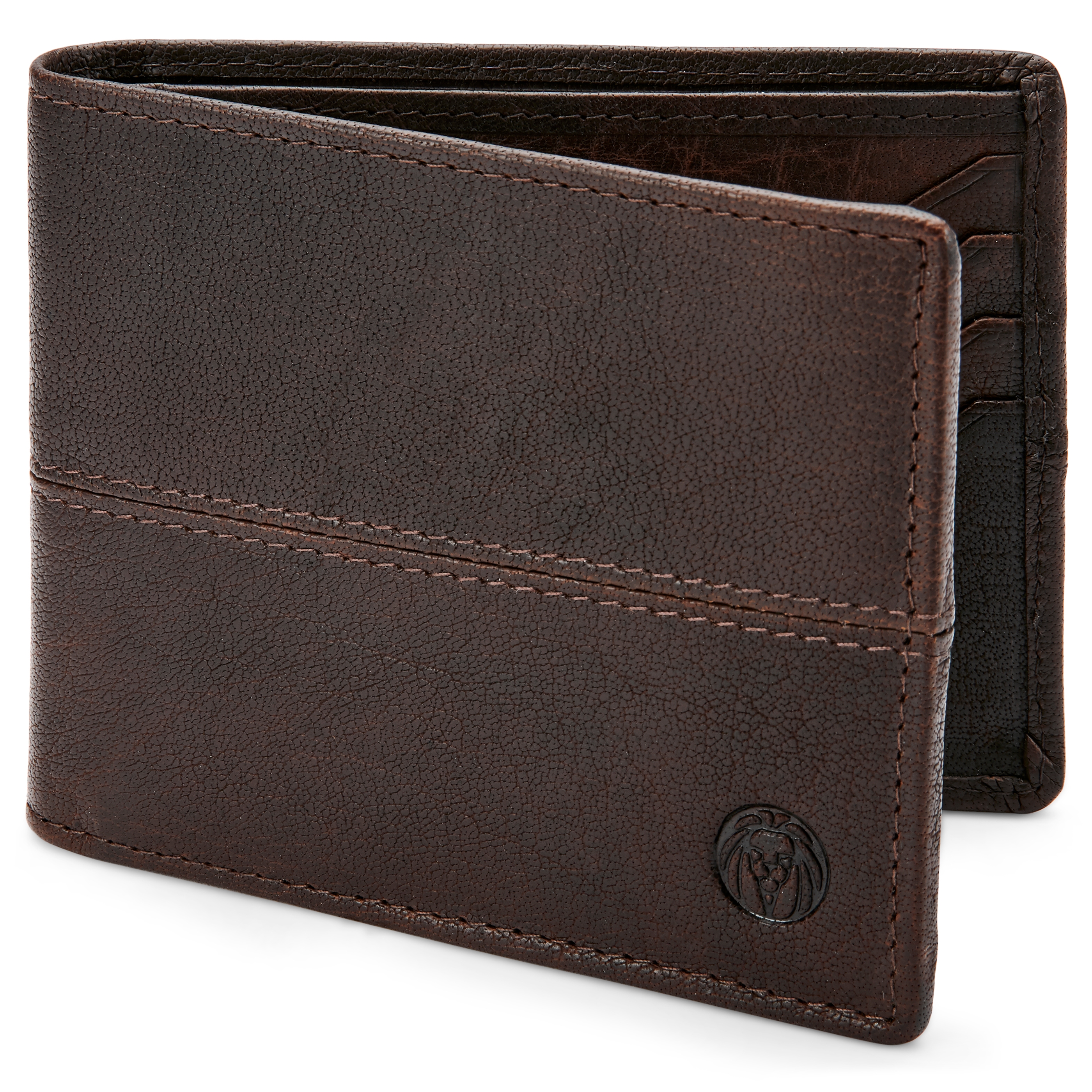 Portefeuille en cuir marron cousu Montréal - 1