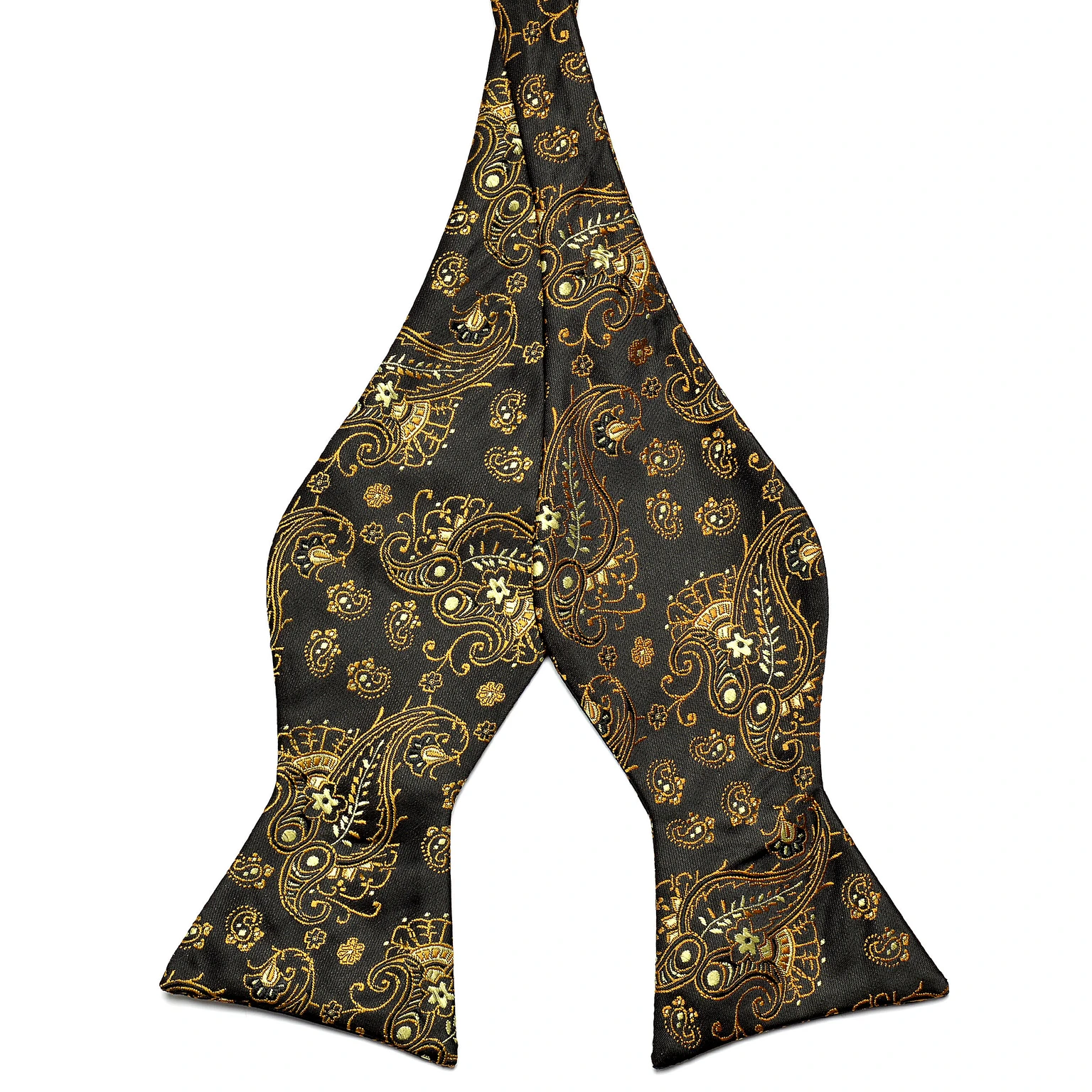 Black & Golden Patterned Self-Tie Silk Bow Tie Black & Golden Patterned Self-Tie Silk Bow Tie