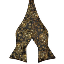 Black & Golden Patterned Self-Tie Silk Bow Tie