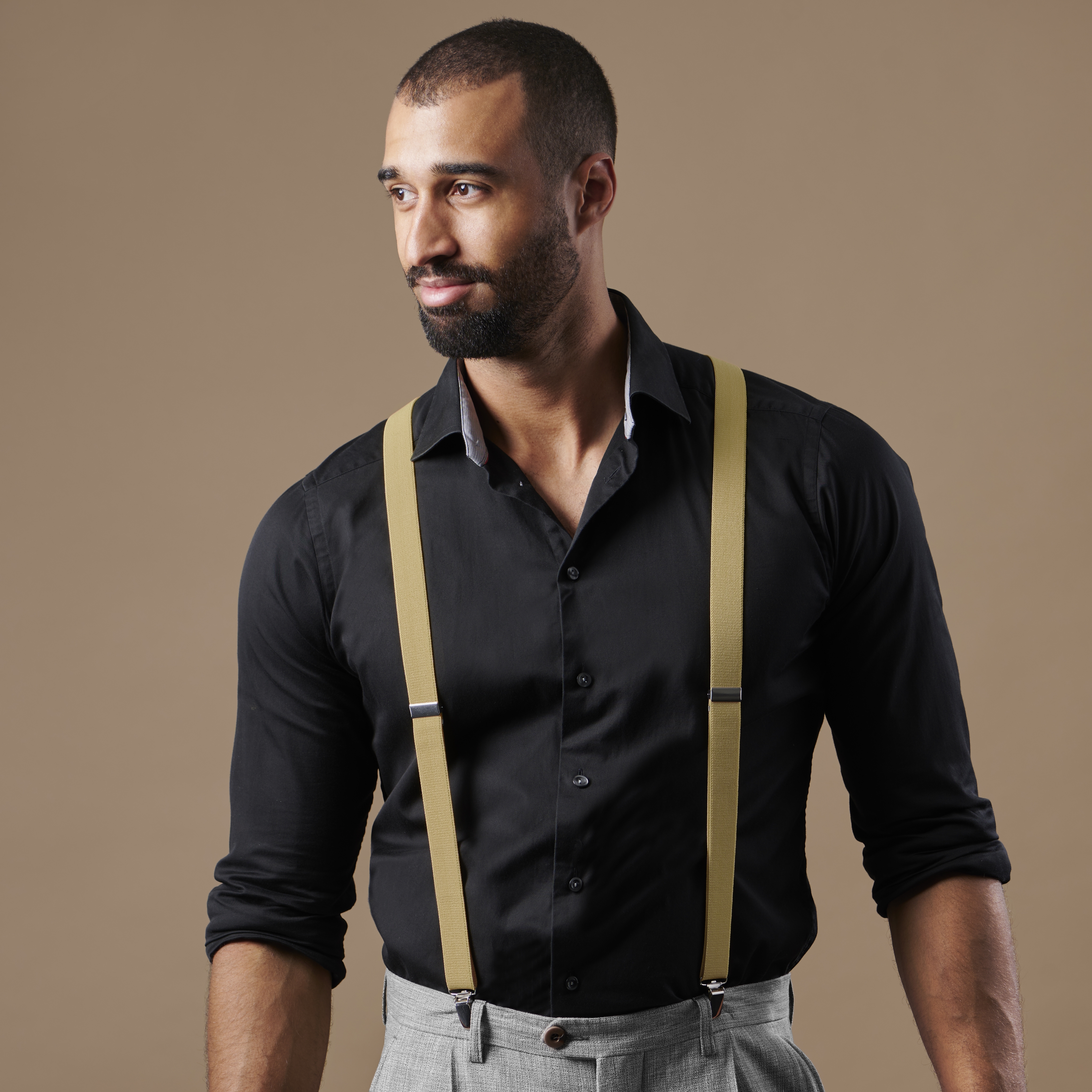 Khaki Slim Clip-On Suspenders  - 6