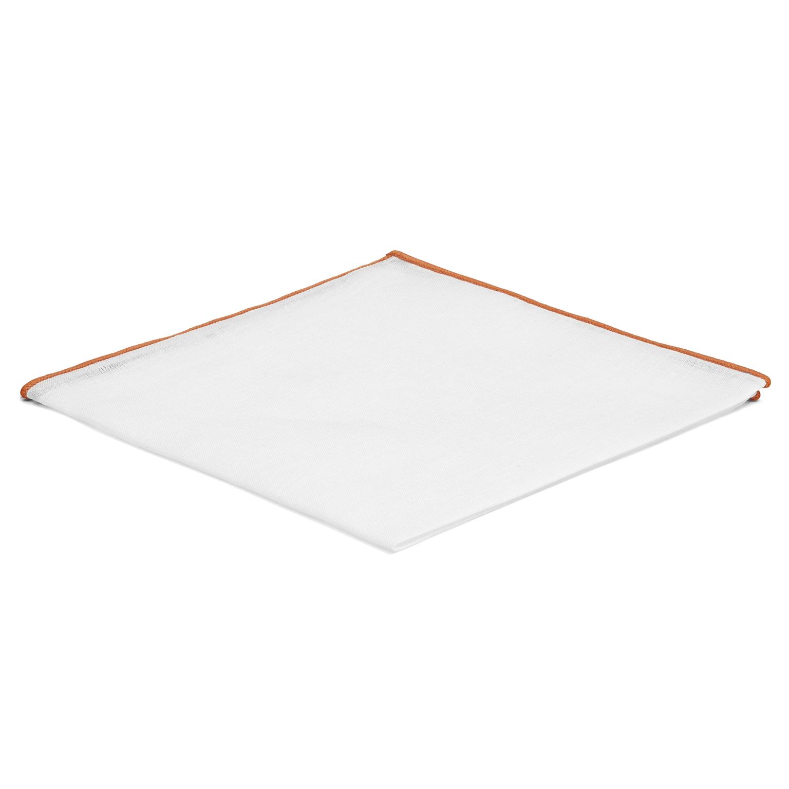 Lenço de Bolso Branco com Orlas Laranja Lenço de Bolso Branco com Orlas Laranja