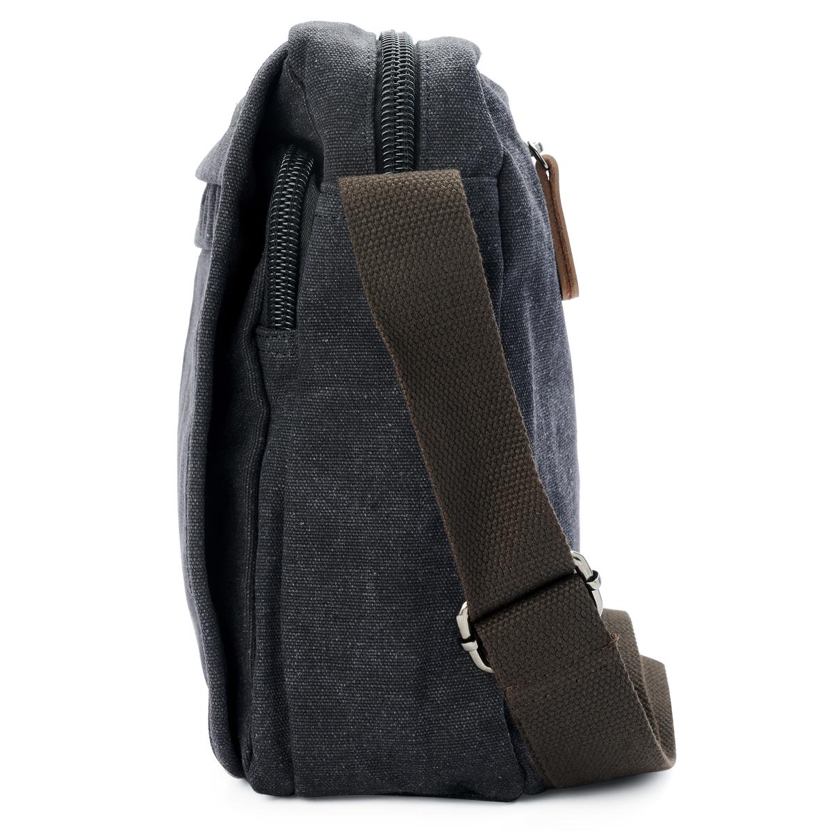 Vintage Graphite Canvas and Brown Leather Messenger Bag | In stock ...