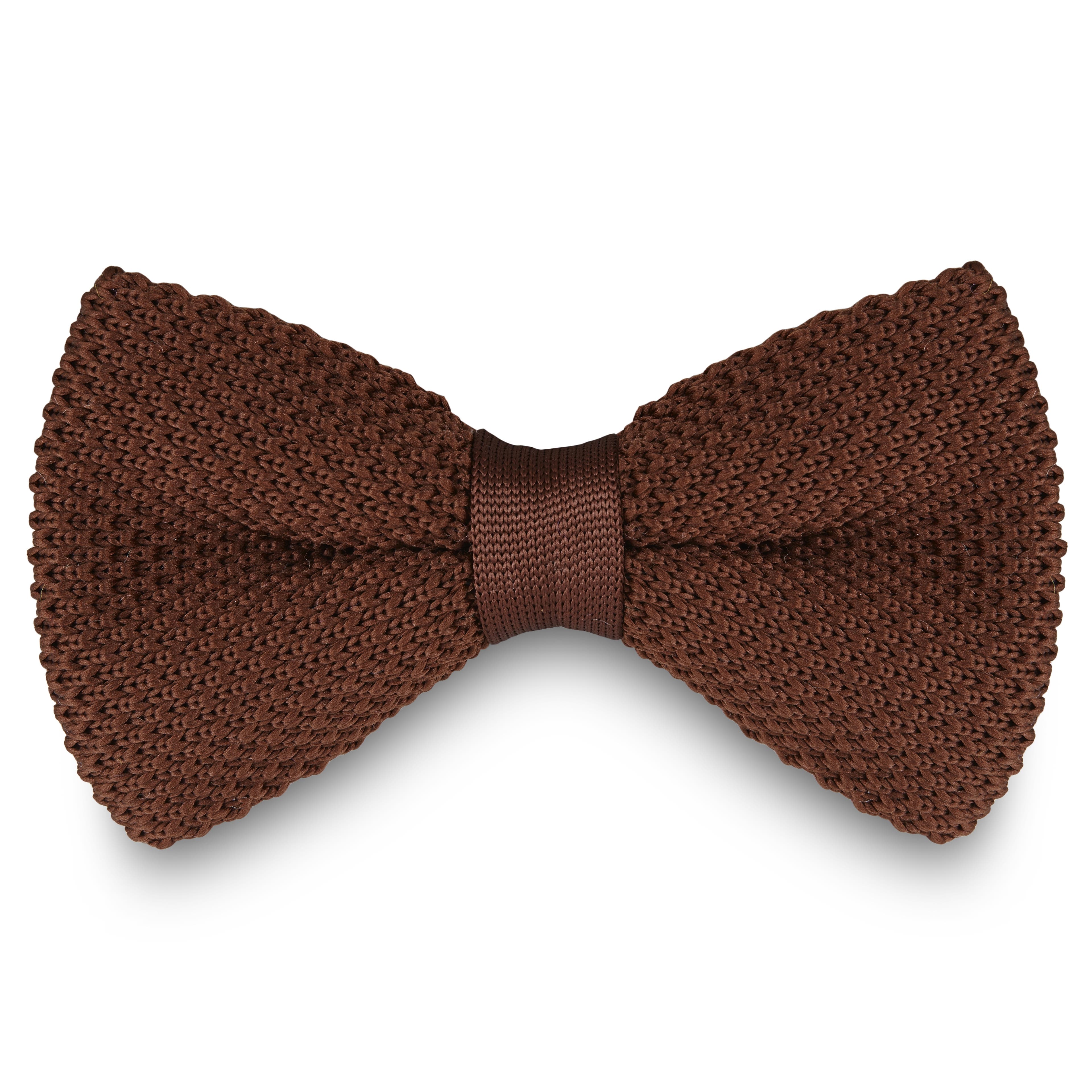 Chocolate Knitted Pre-Tied Bow Tie