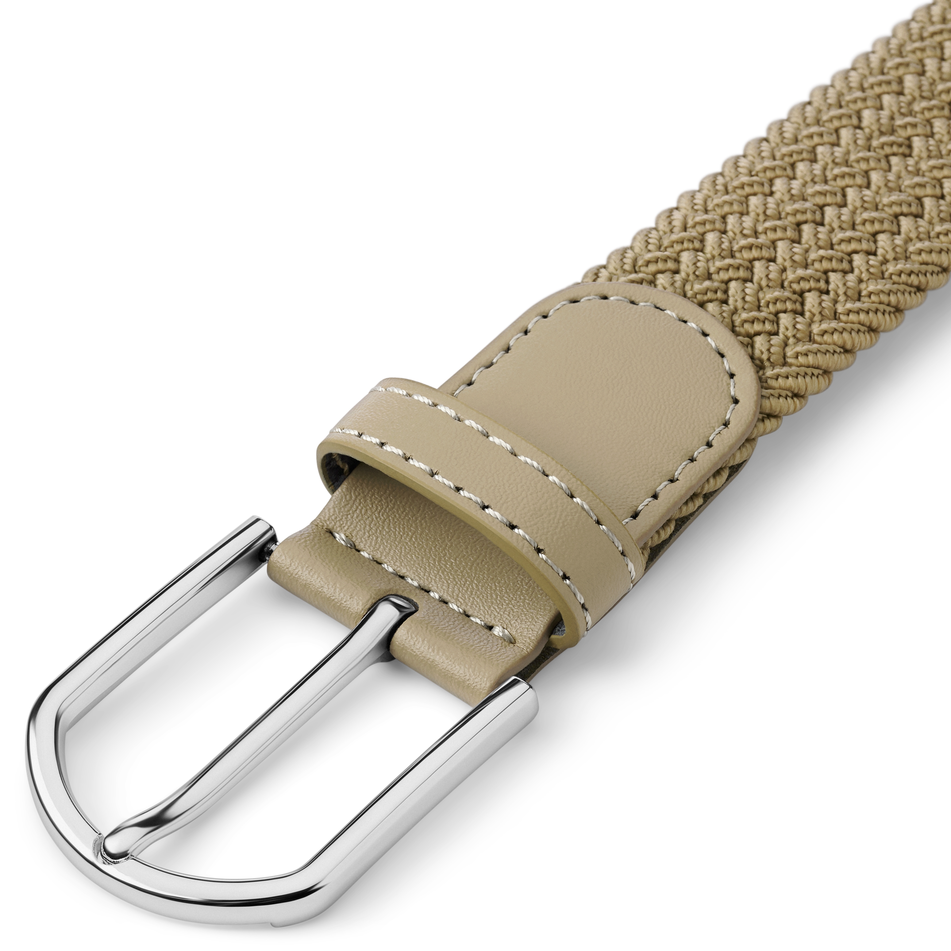 Beige Elastic Knitted Canvas Belt - 4