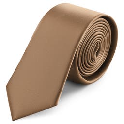 Corbata Delgada de Satén Canela 6 cm