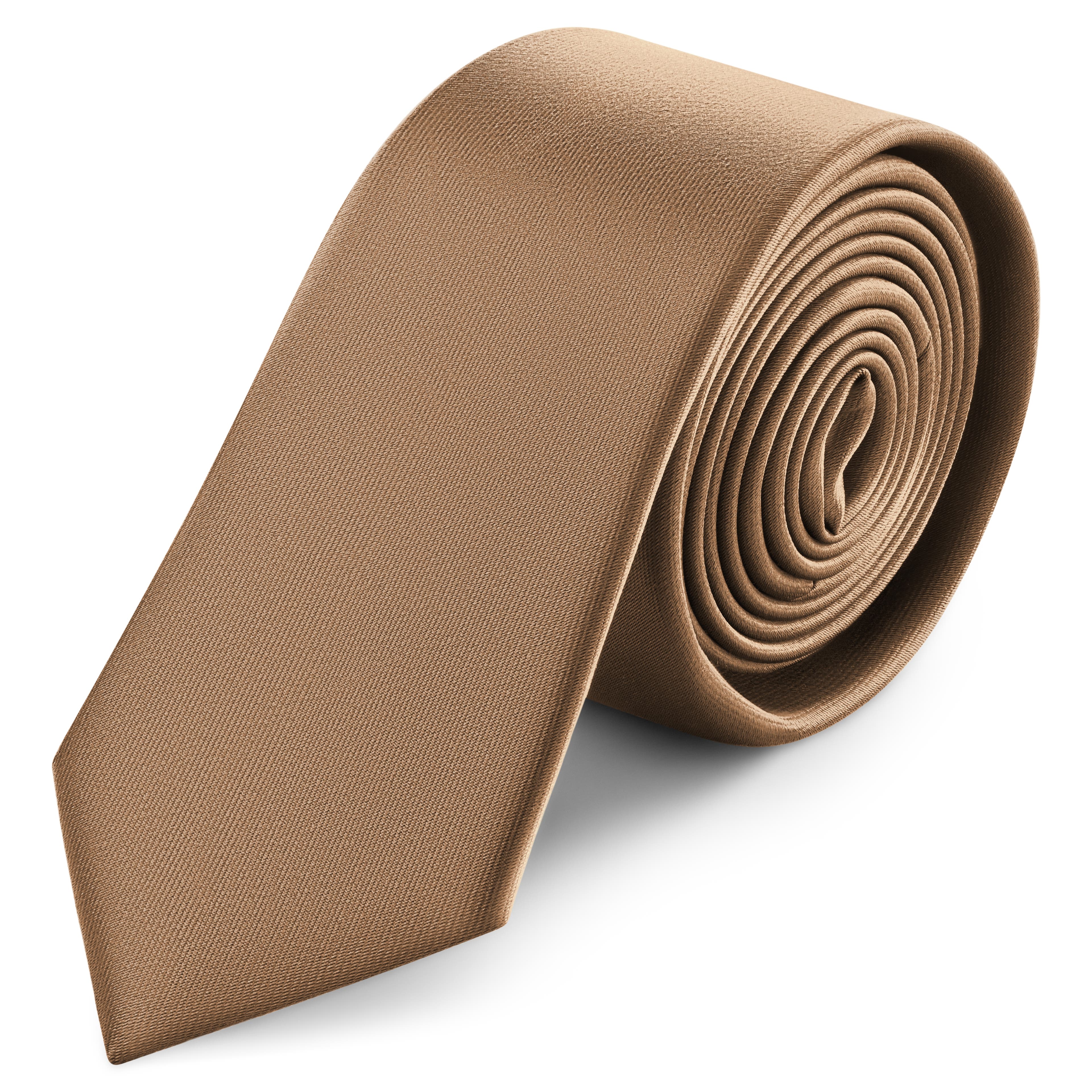 6 cm schmale Krawatte aus hellbraunem Satin