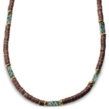 Coconut & Green Jasper Surfer Necklace Coconut & Green Jasper Surfer Necklace