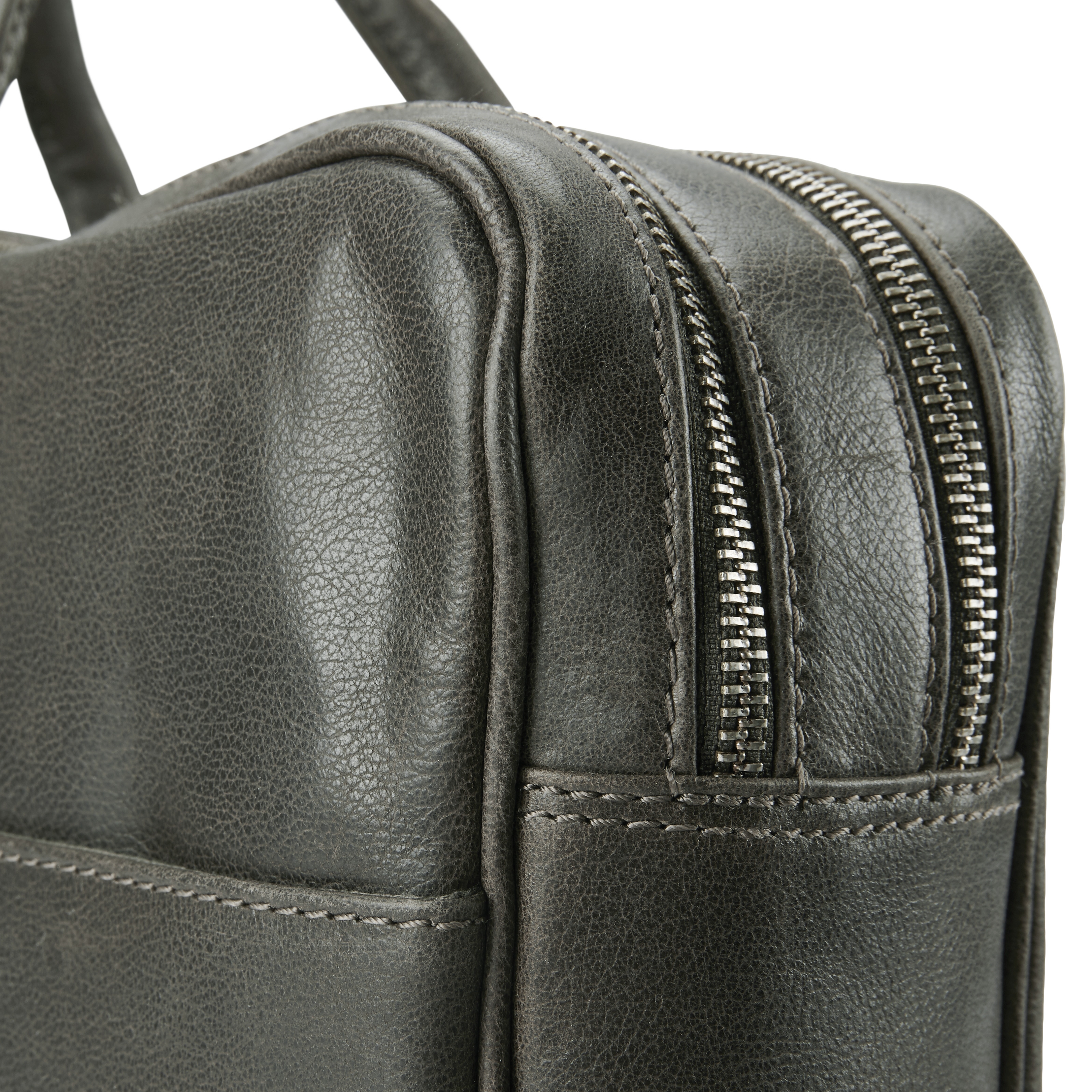 Licio Executive Braungraue Ledertasche Mit Doppel Reißverschluss - 8